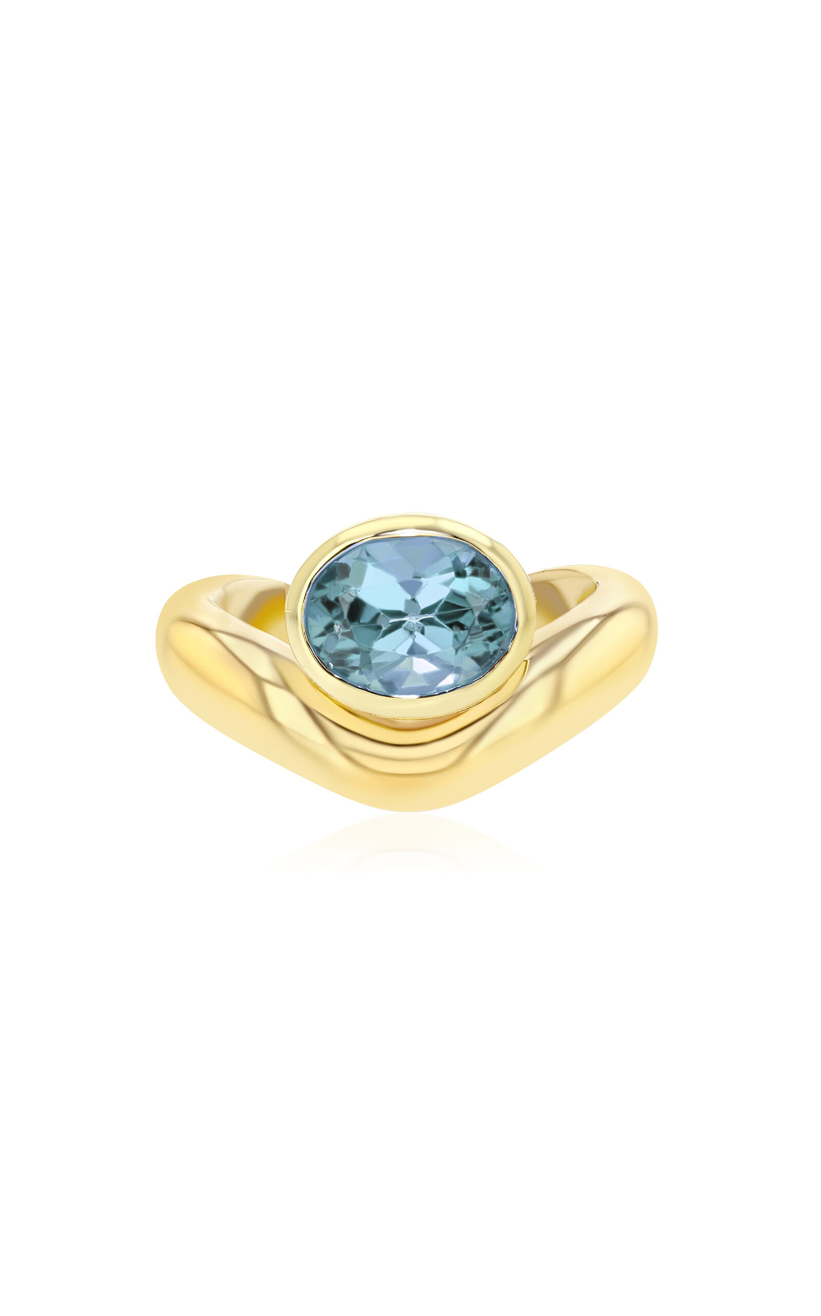 Future Fortune Speed Of Light 14k Yellow Gold Aquamarine Ring In Gold