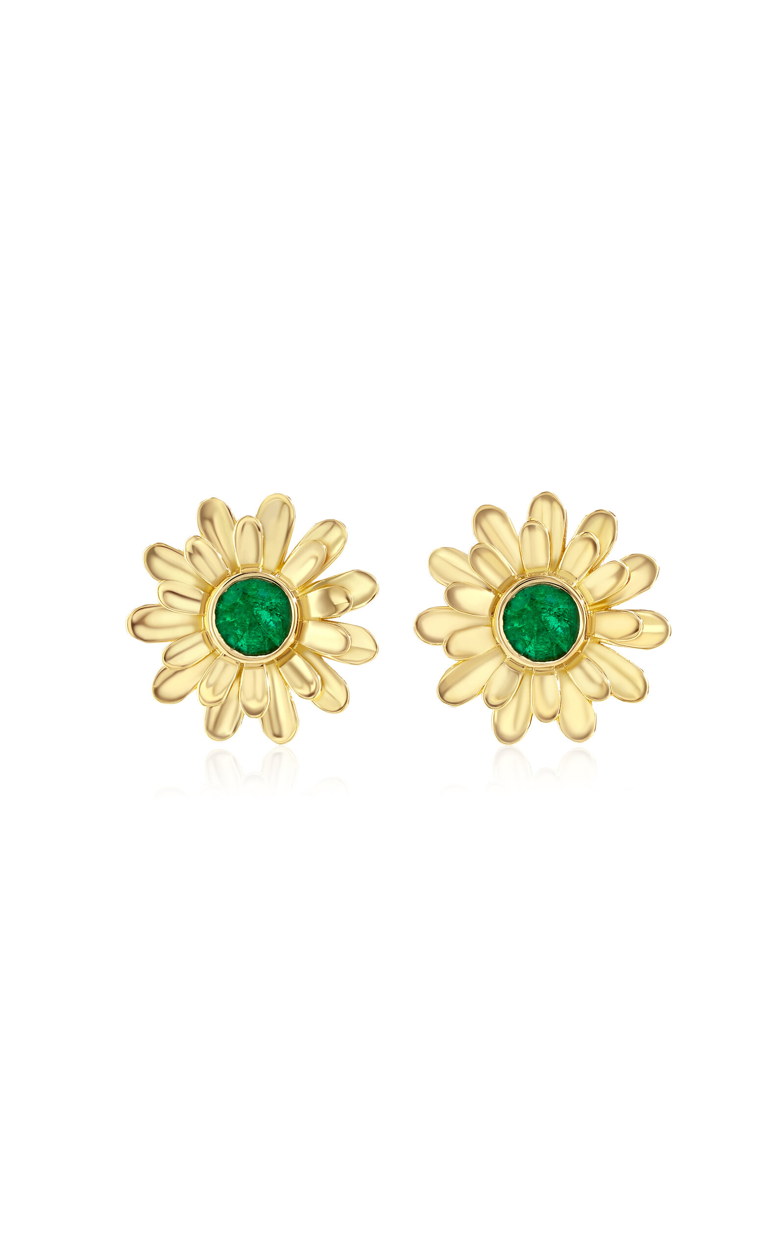 Future Fortune Baby Wildflower 14k Yellow Gold Emerald Earrings In Gold
