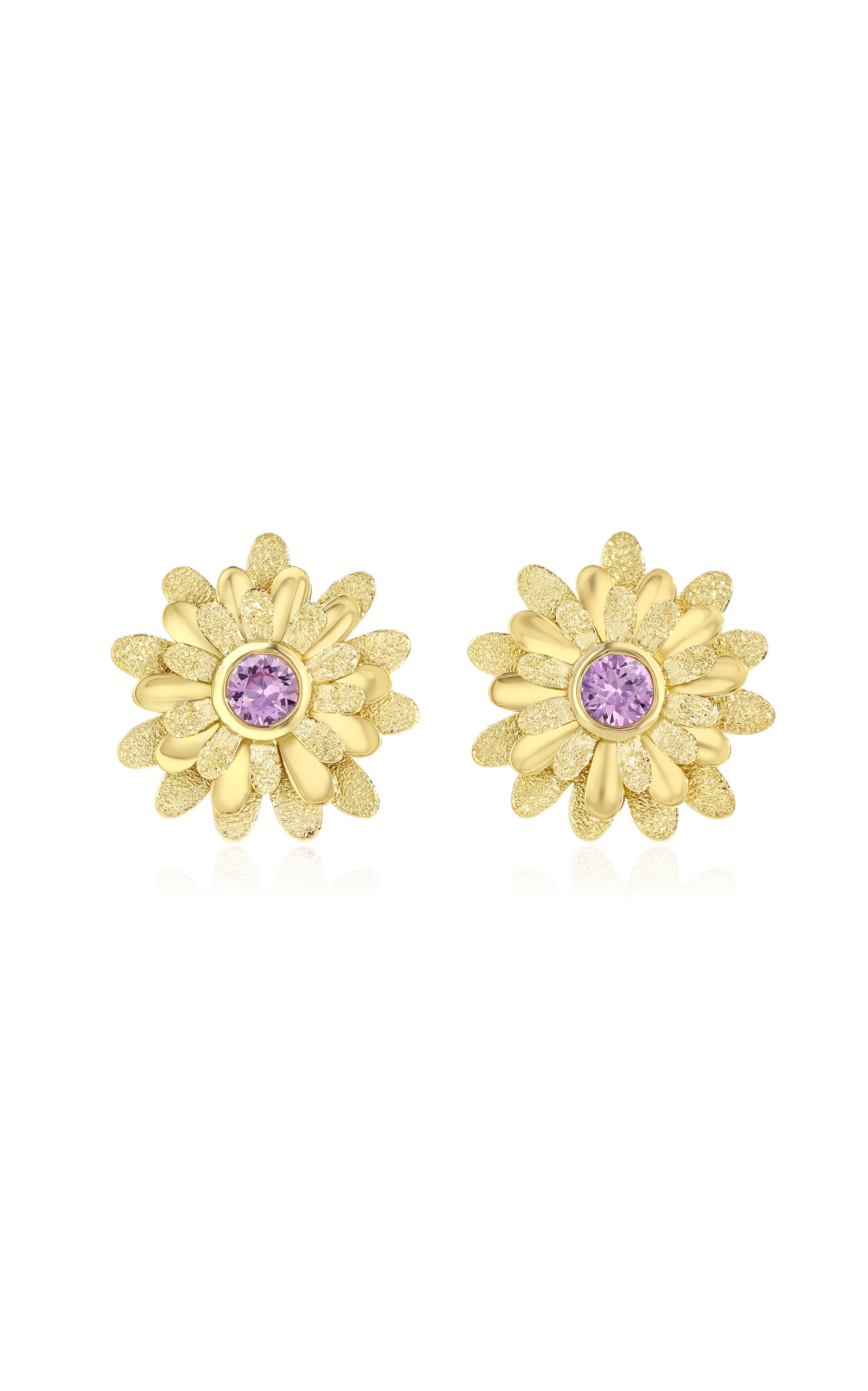Future Fortune Dalia 14k Yellow Gold Sapphire Earrings In Gold