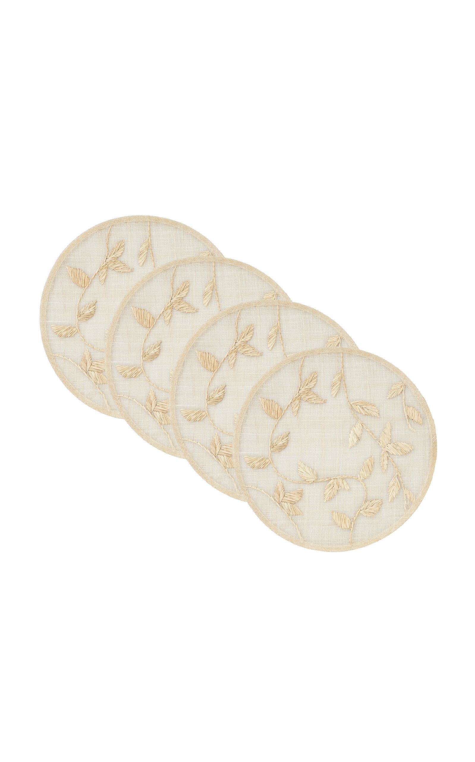 Joanna Buchanan Set-of-four Straw Leaf Placemat In Neutral