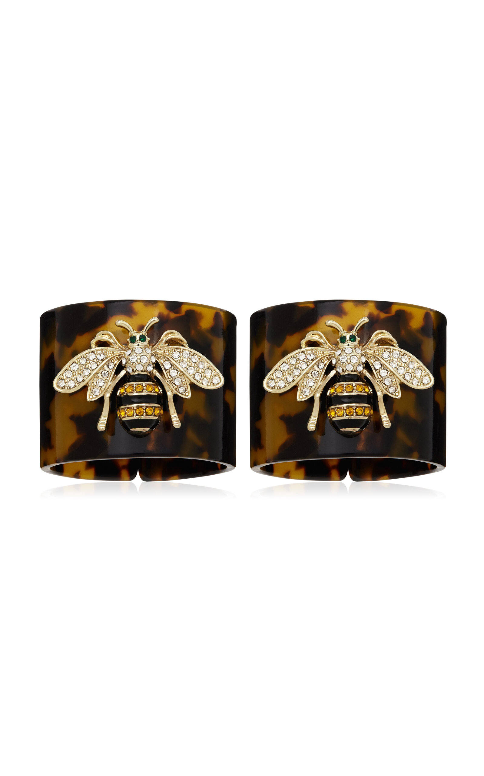 Joanna Buchanan Set-of-four Stripey Bee Resin Napkin Ring In Brown