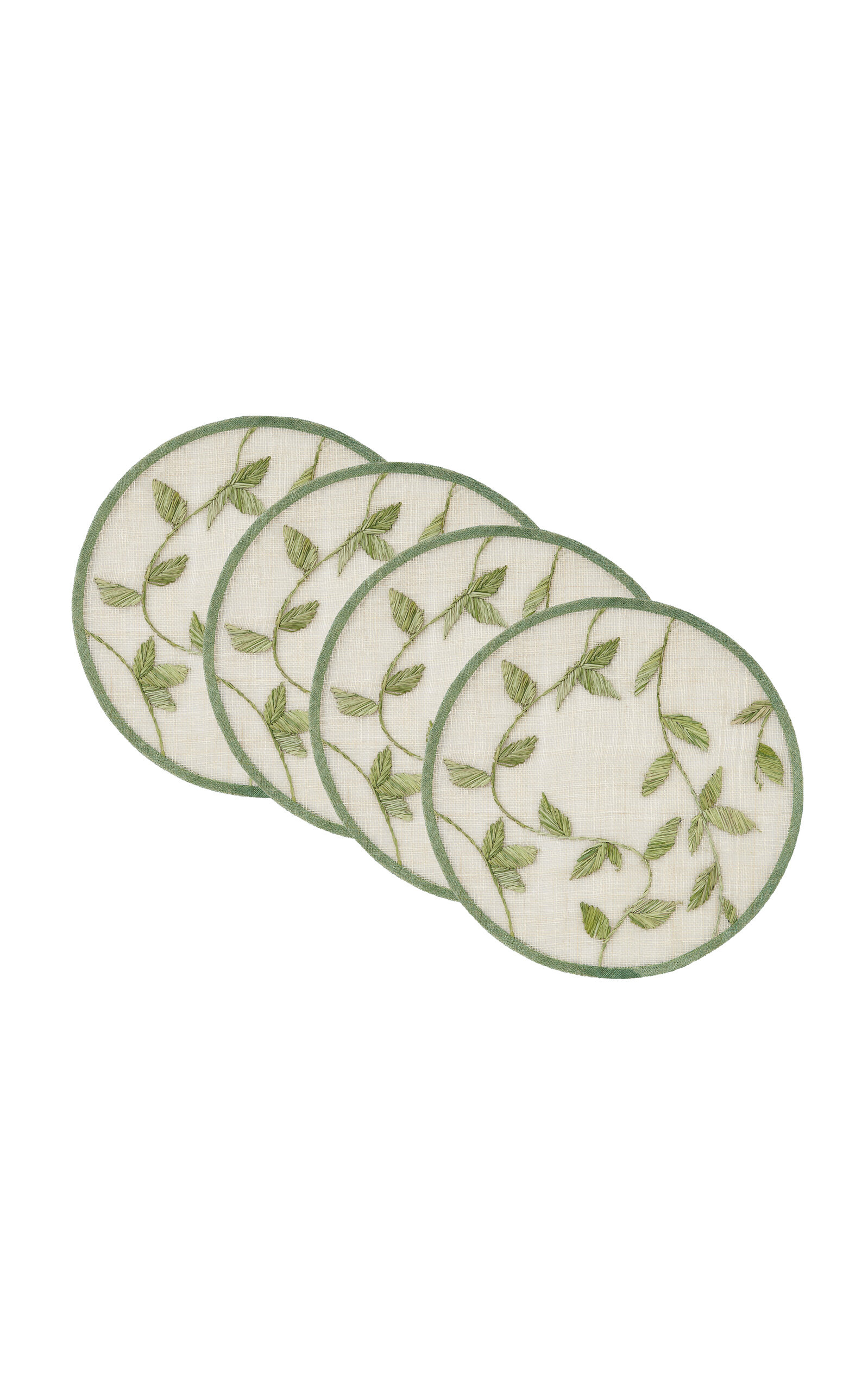Joanna Buchanan Set-of-four  Straw Leaf Placemat In Green