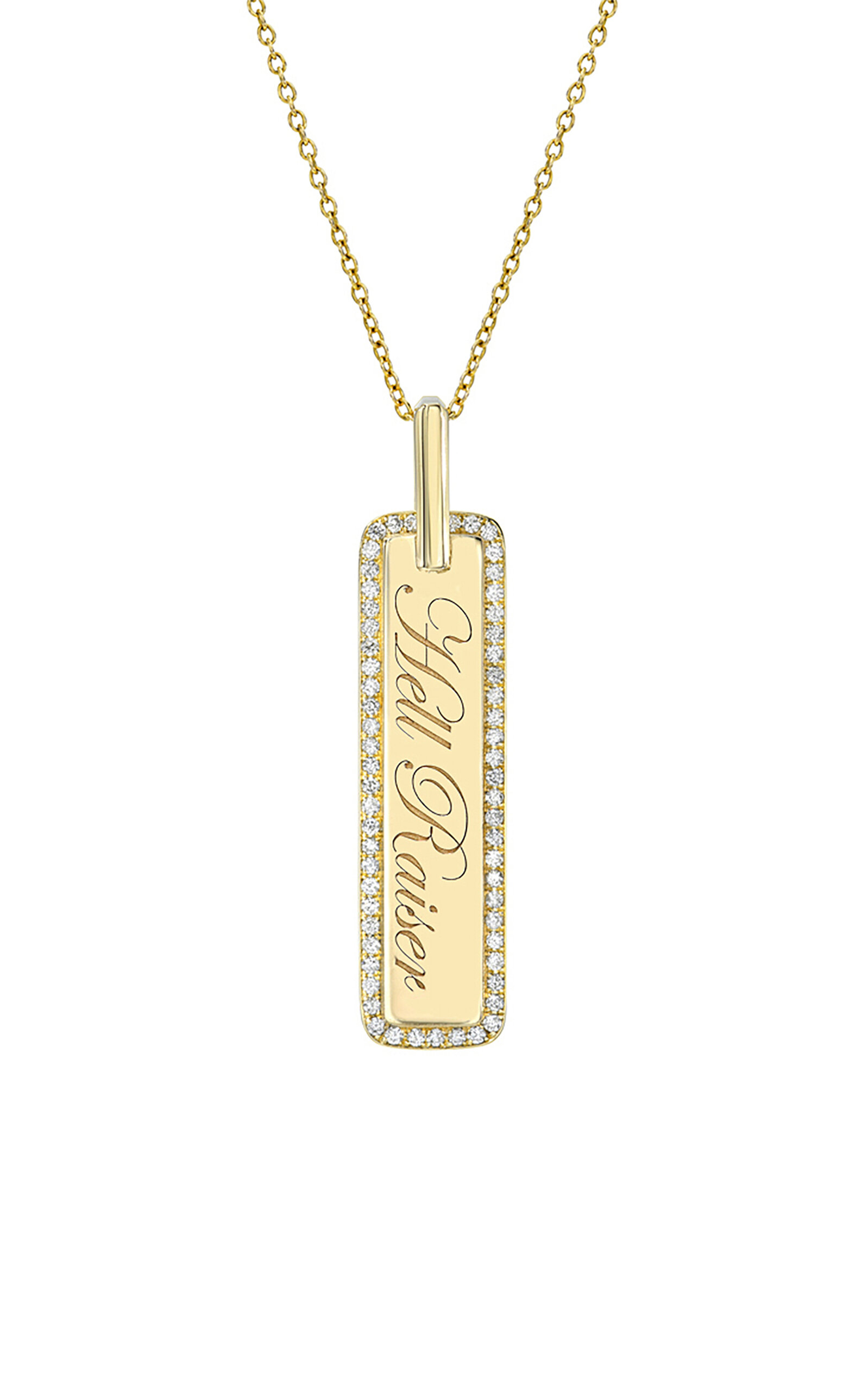DRU. - Hell Raiser Tag 14K Yellow Gold Diamond Necklace - Gold - OS - Moda Operandi - Gifts For Her
