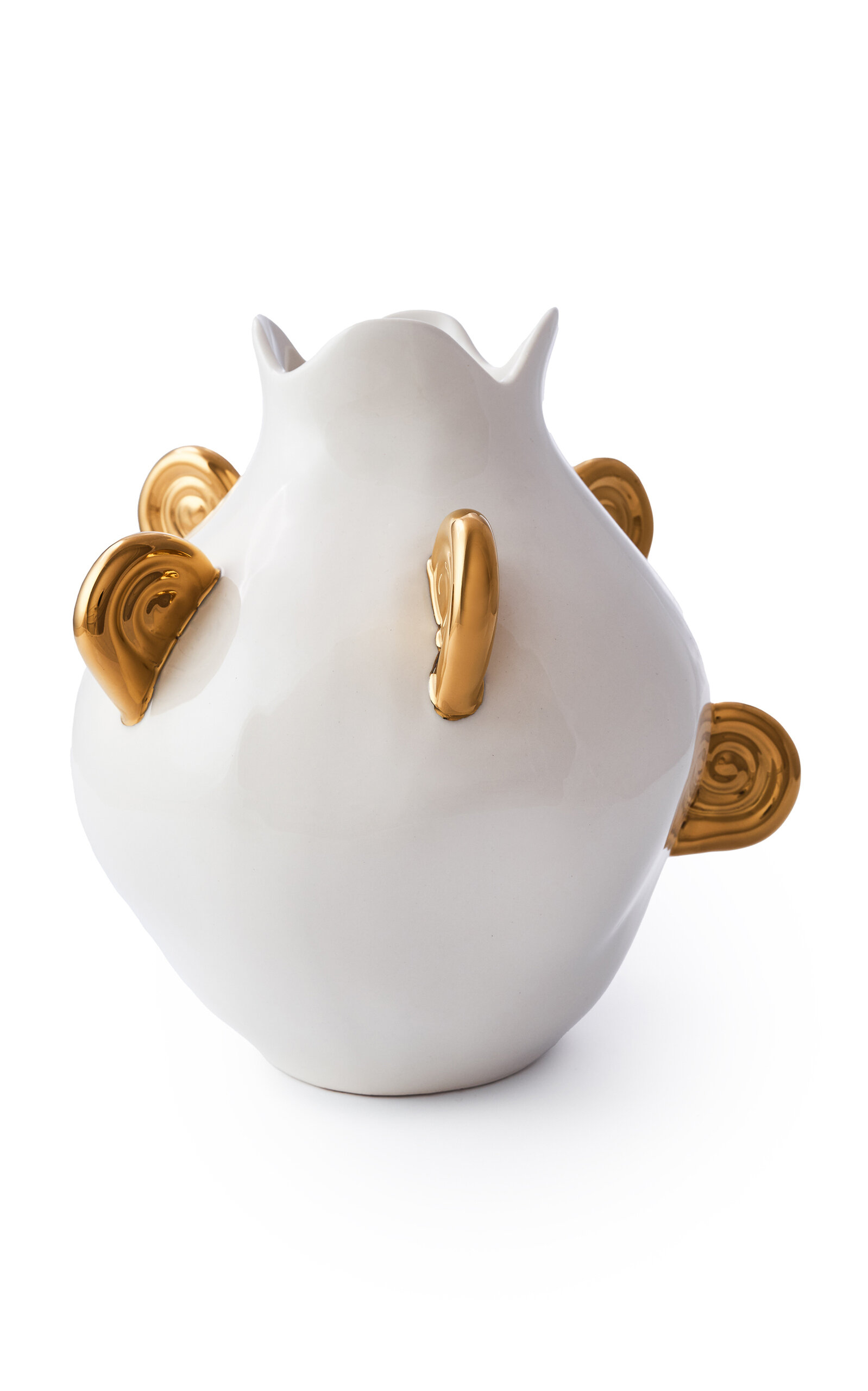 Ambelier Aries White Vase With Golden Horns In White