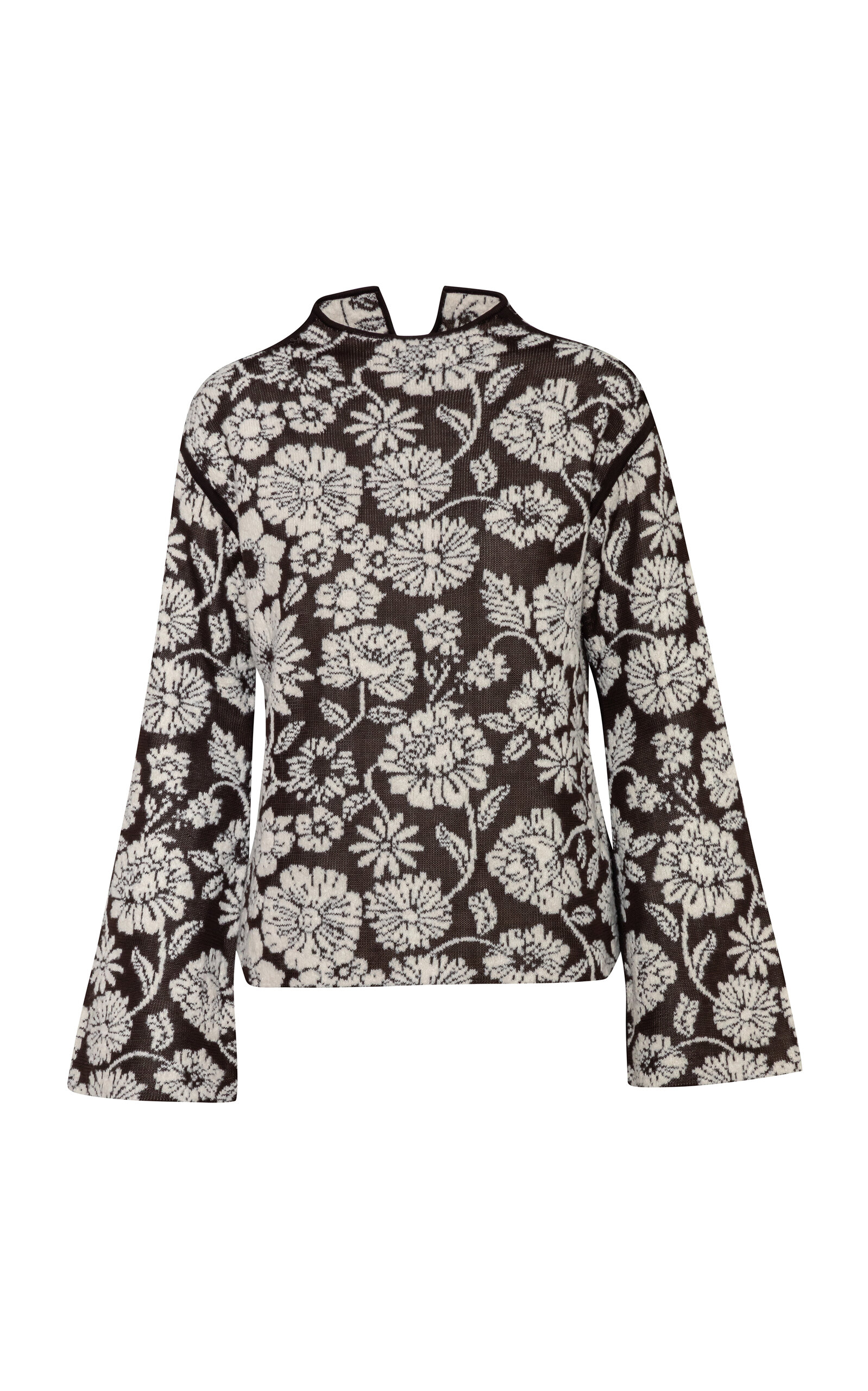 Pepa Pombo Adore Floral Wool-blend Top In Brown