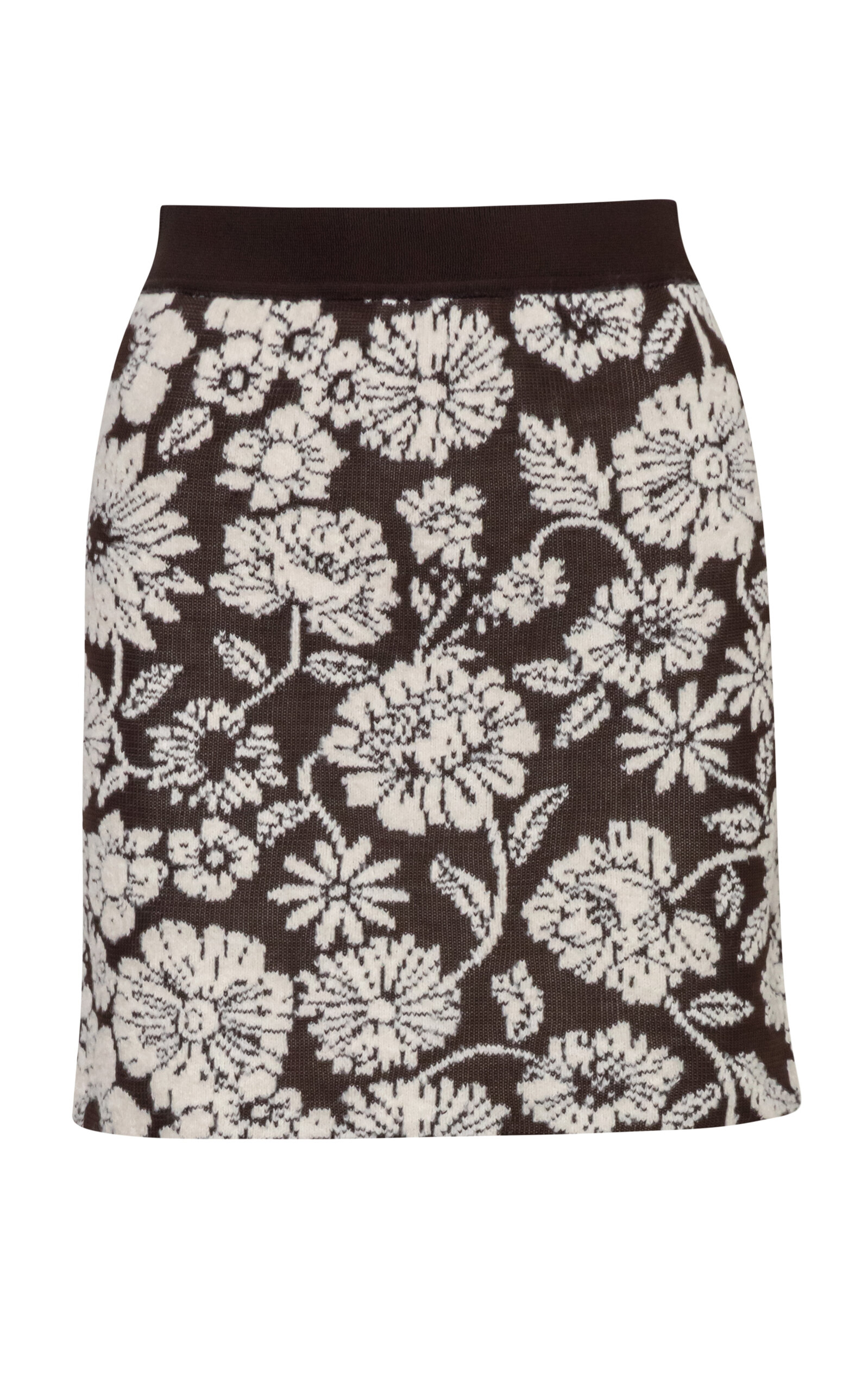 Pepa Pombo Agim Floral Wool-blend Mini Skirt In Brown