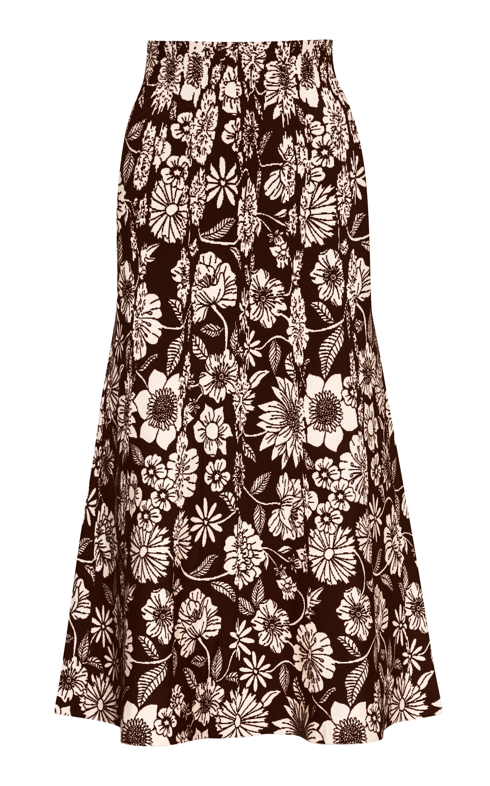 Pepa Pombo Bloom Floral Midi Skirt In Brown