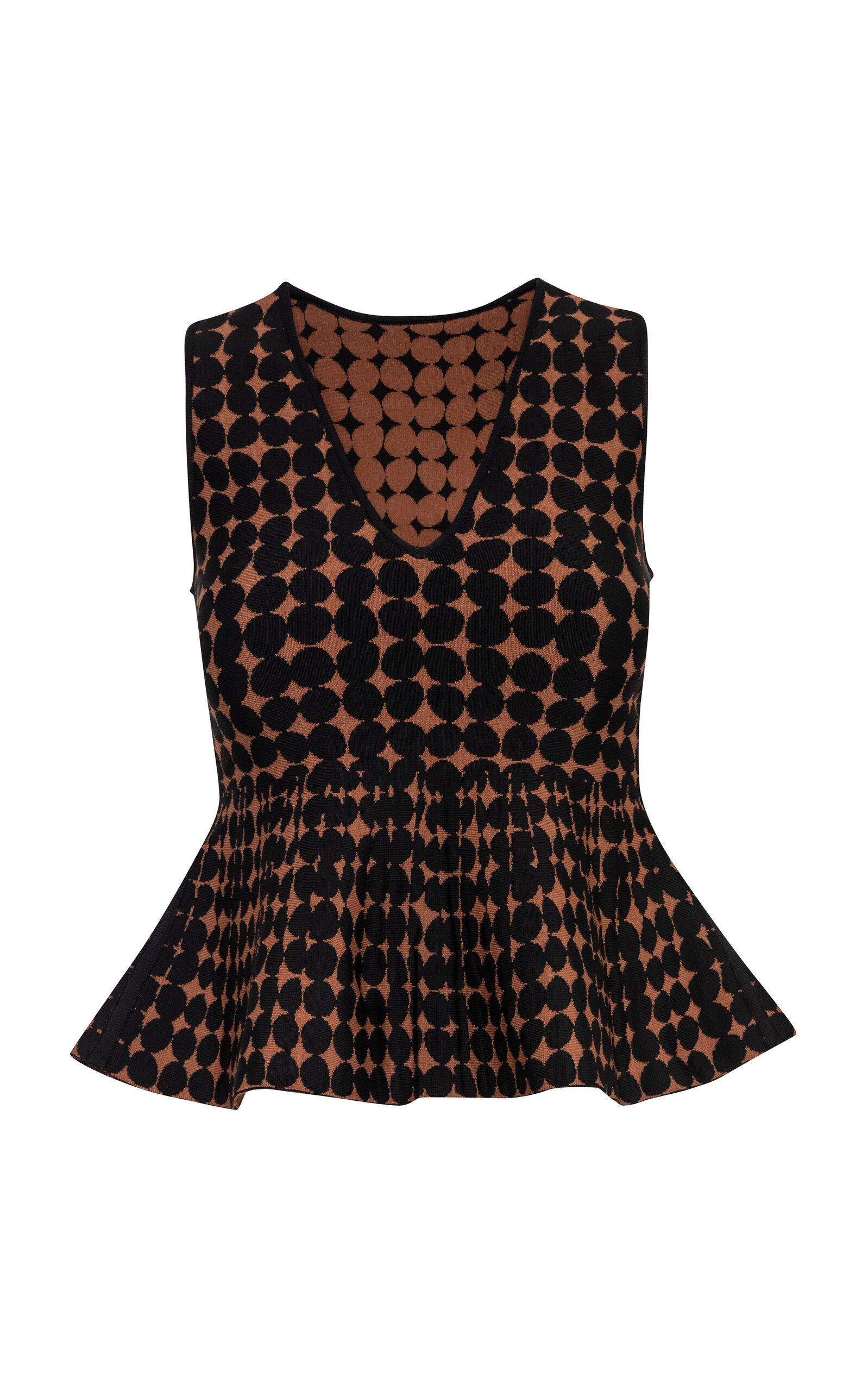 Pepa Pombo Lua Printed Peplum Top In Brown