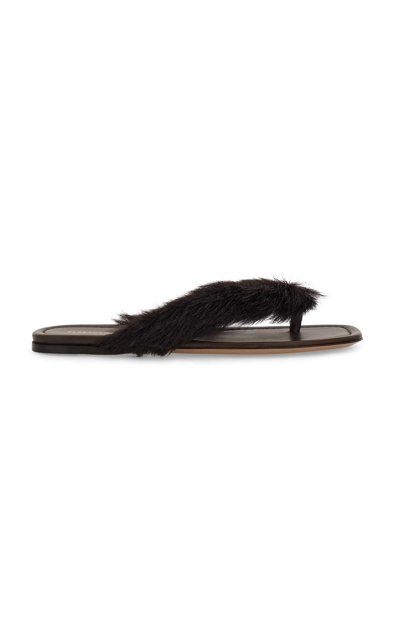 Ferragamo Loly Genuine Shearling Flip Flop In Brown