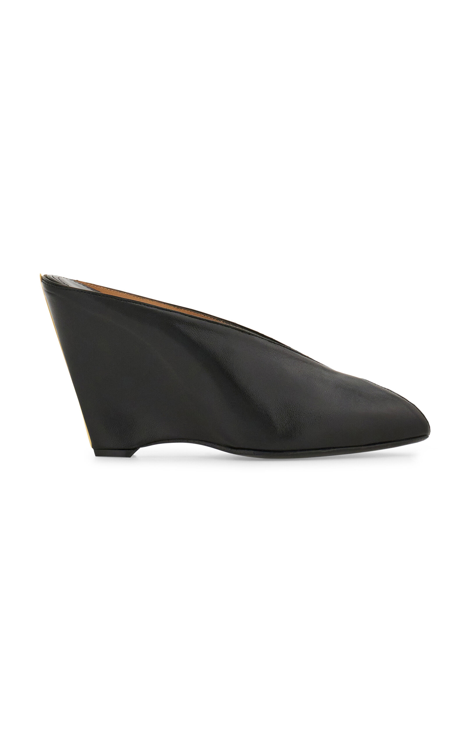 Ferragamo Alicia Leather Wedges Mules In Black