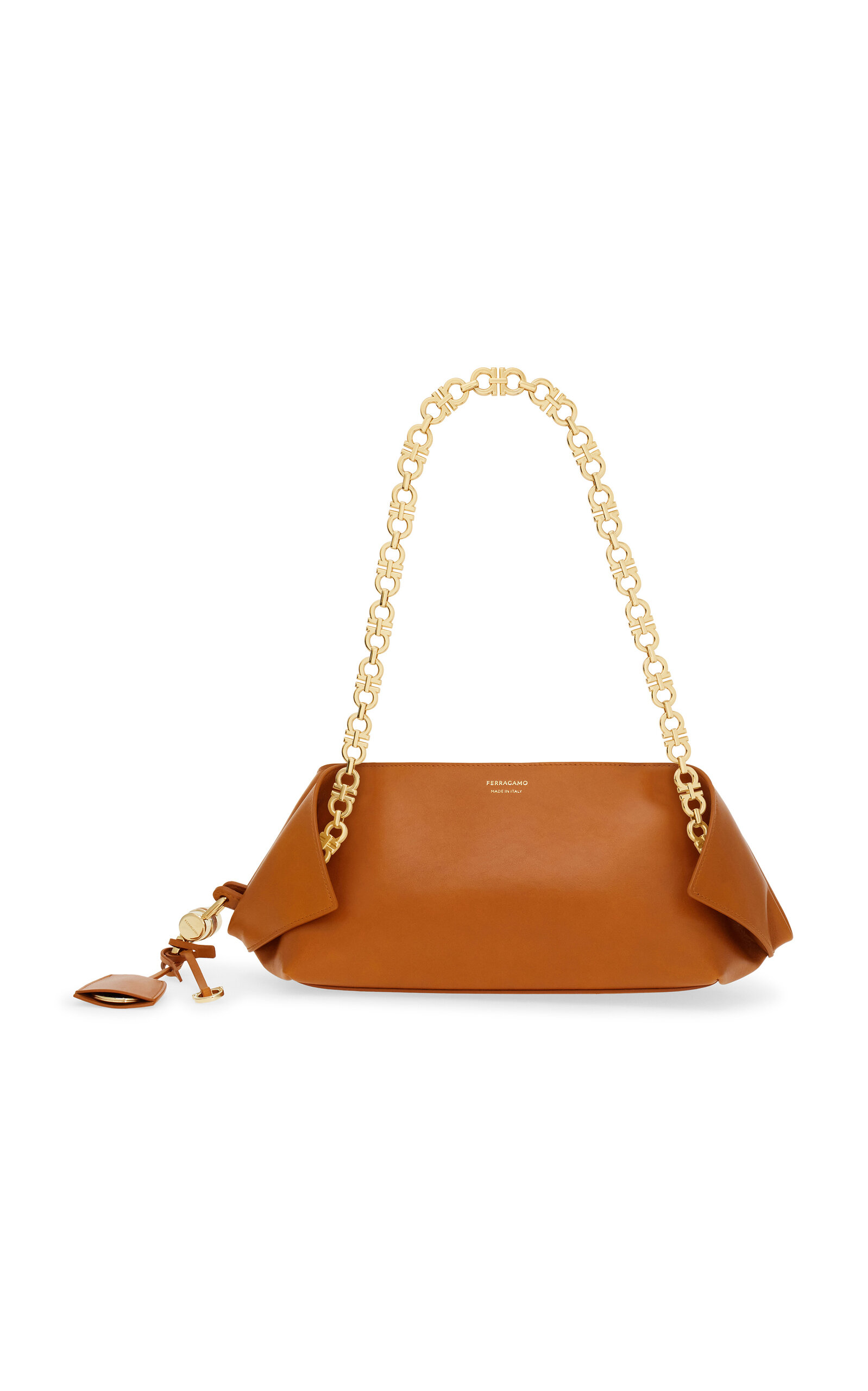 Ferragamo Scarf Chain Leather Shoulder Bag