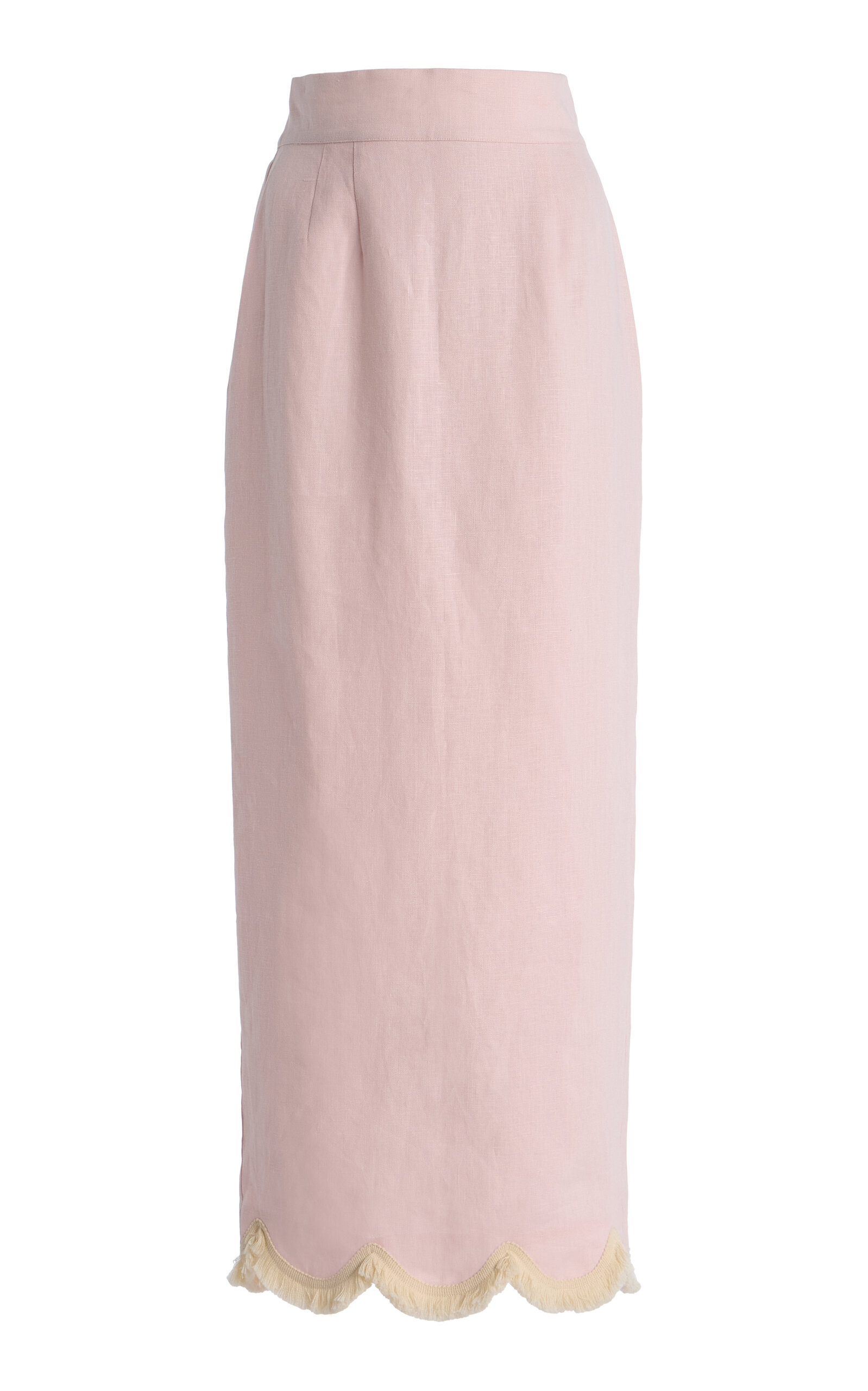 Posse Exclusive Essie Fringed Linen Maxi Column Skirt - Moda Operandi