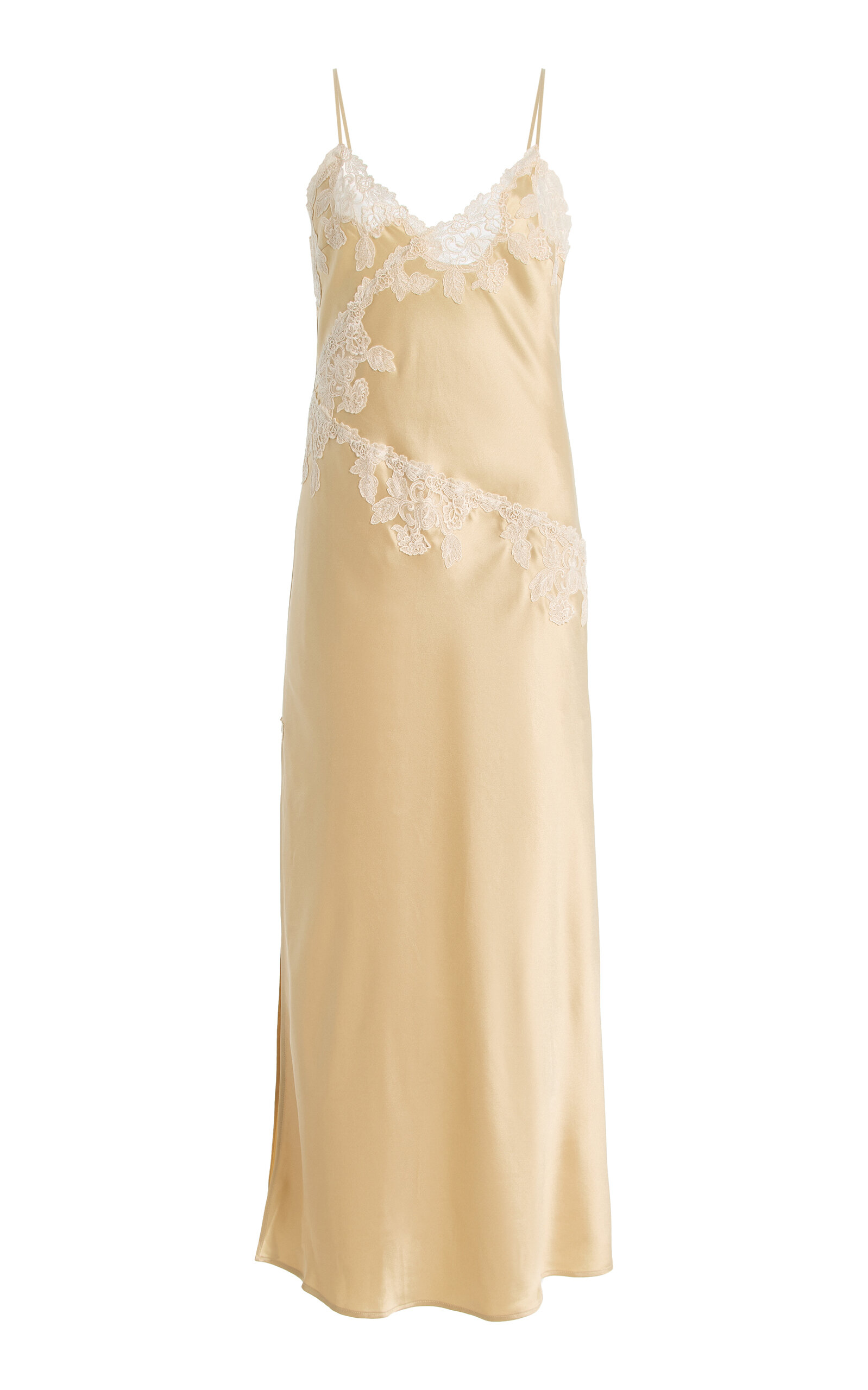 By Malene Birger Vera Lace-detailed Slip Midi Dress In Gold