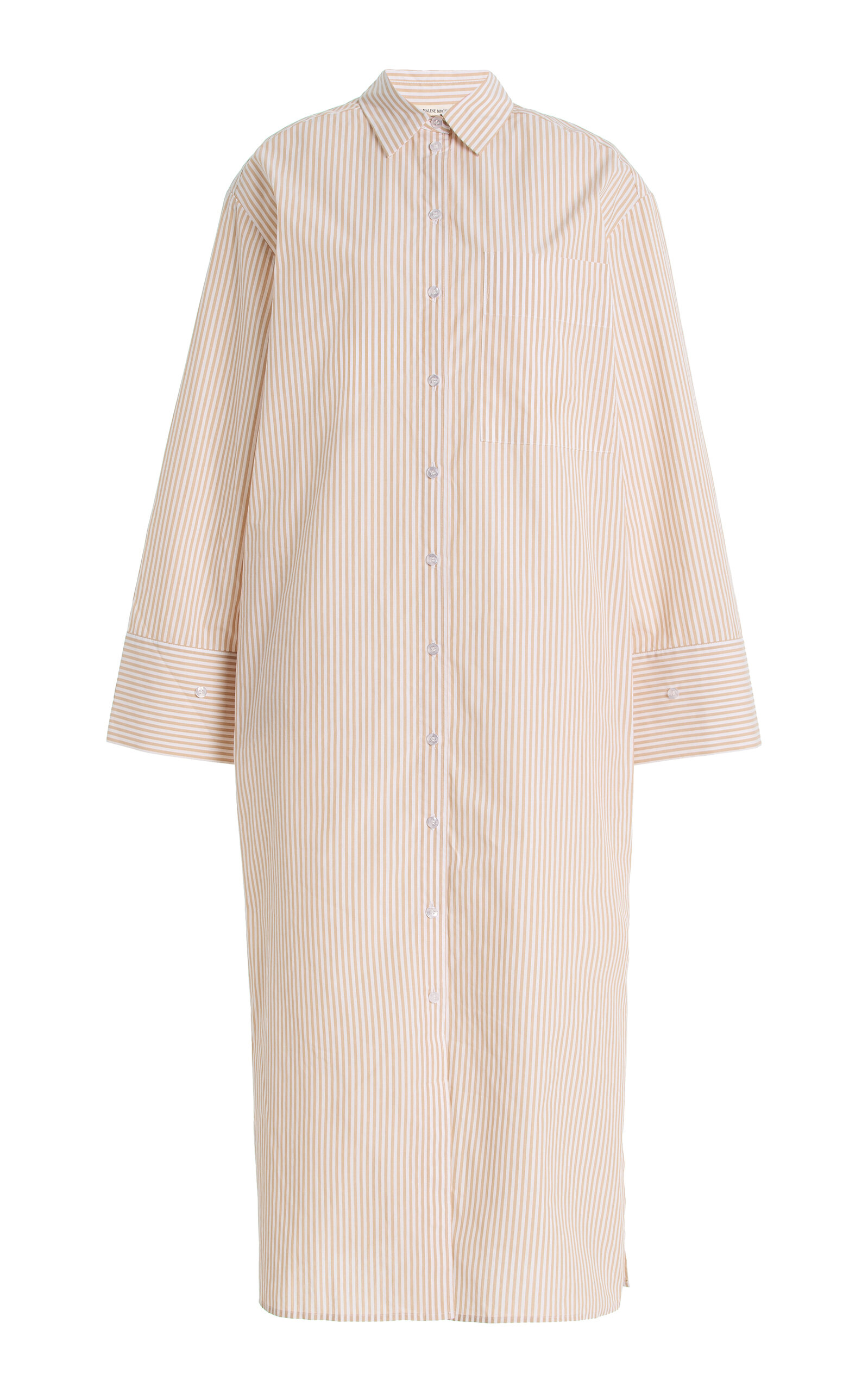 By Malene Birger Perroti Striped Cotton Shirt Midi Dress In Neutral