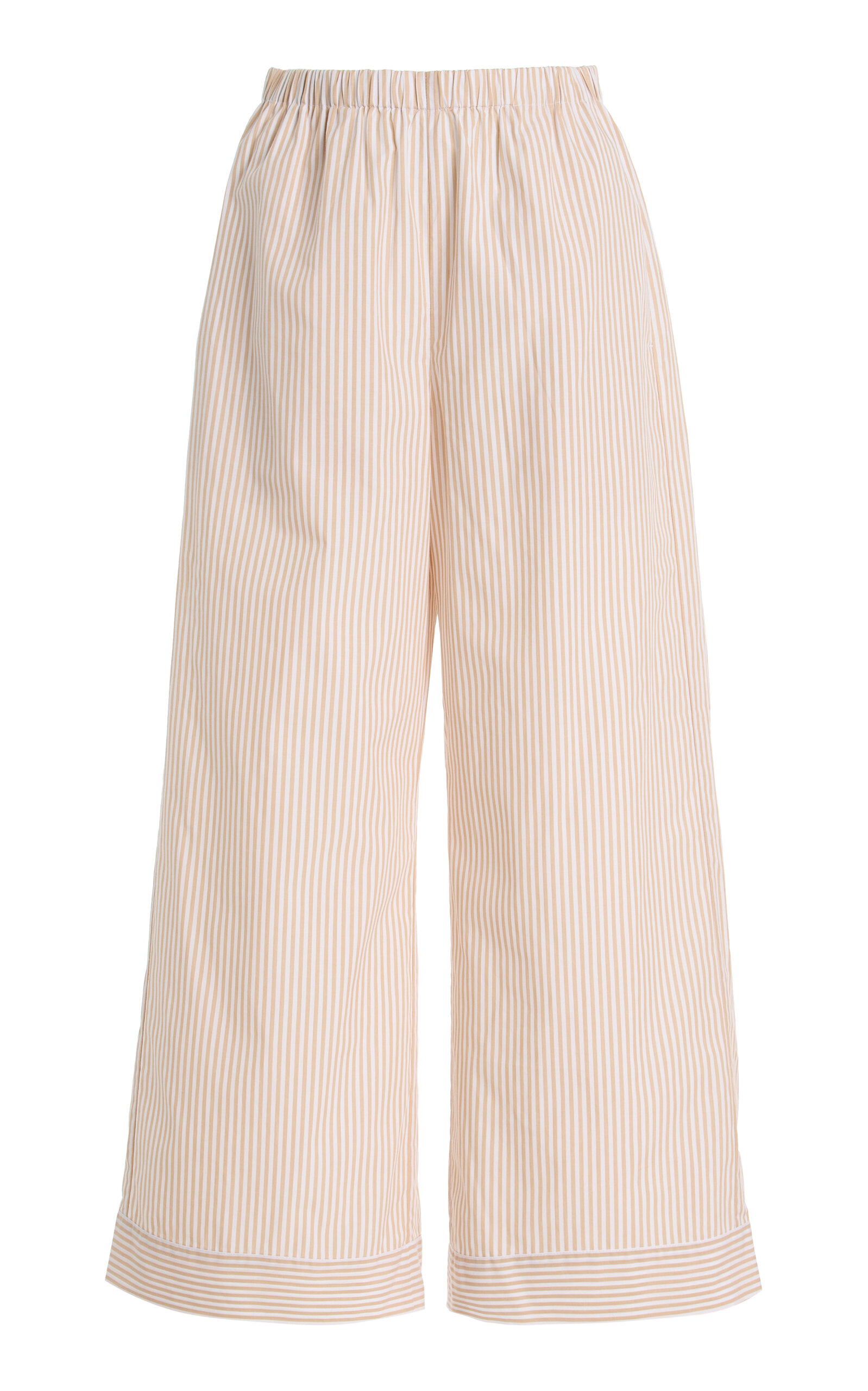 By Malene Birger Mirabello Striped Cotton Wide-leg Pants In Neutral
