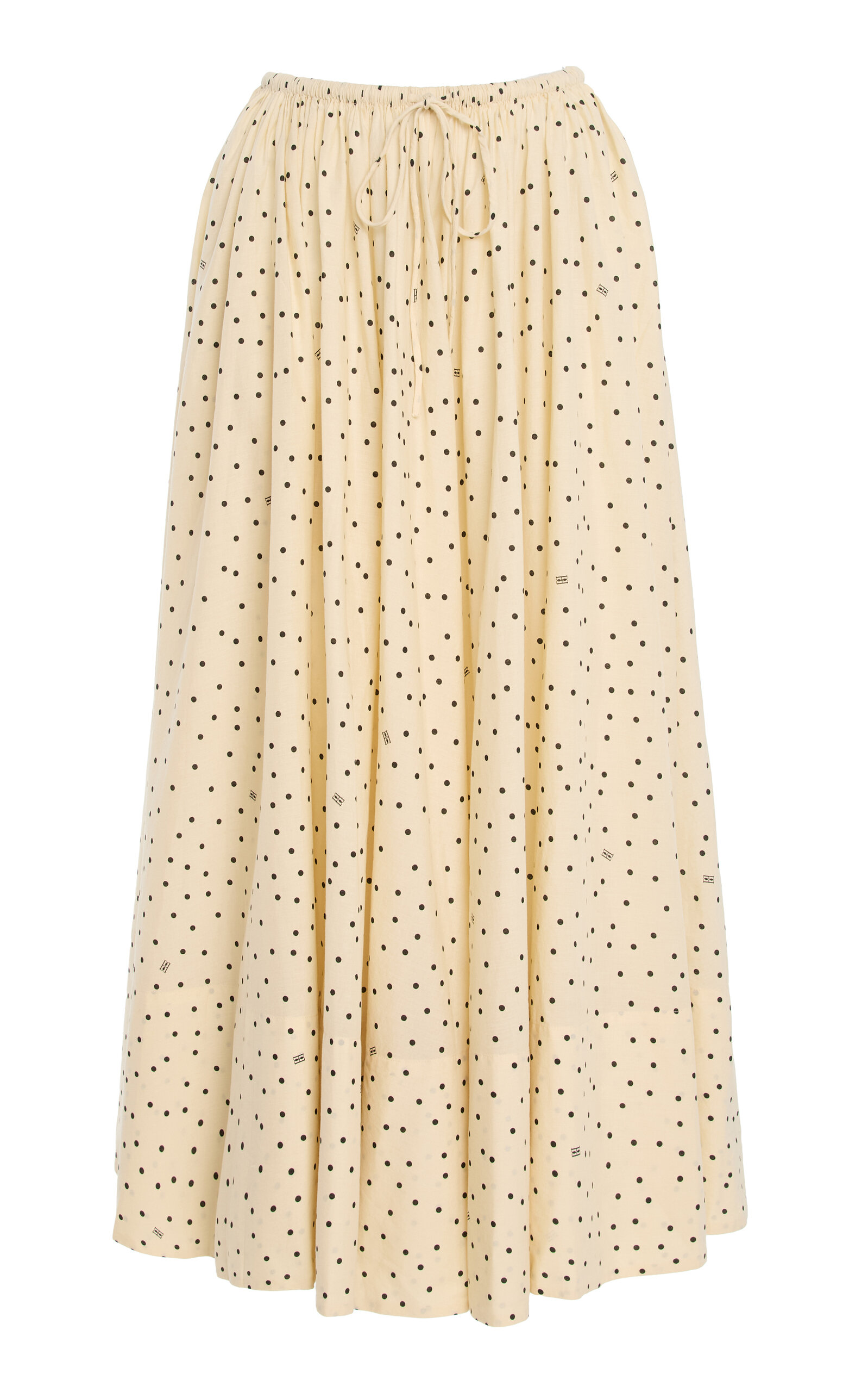 By Malene Birger Pheo Polka-dot Cotton-voile Midi Skirt In Gold