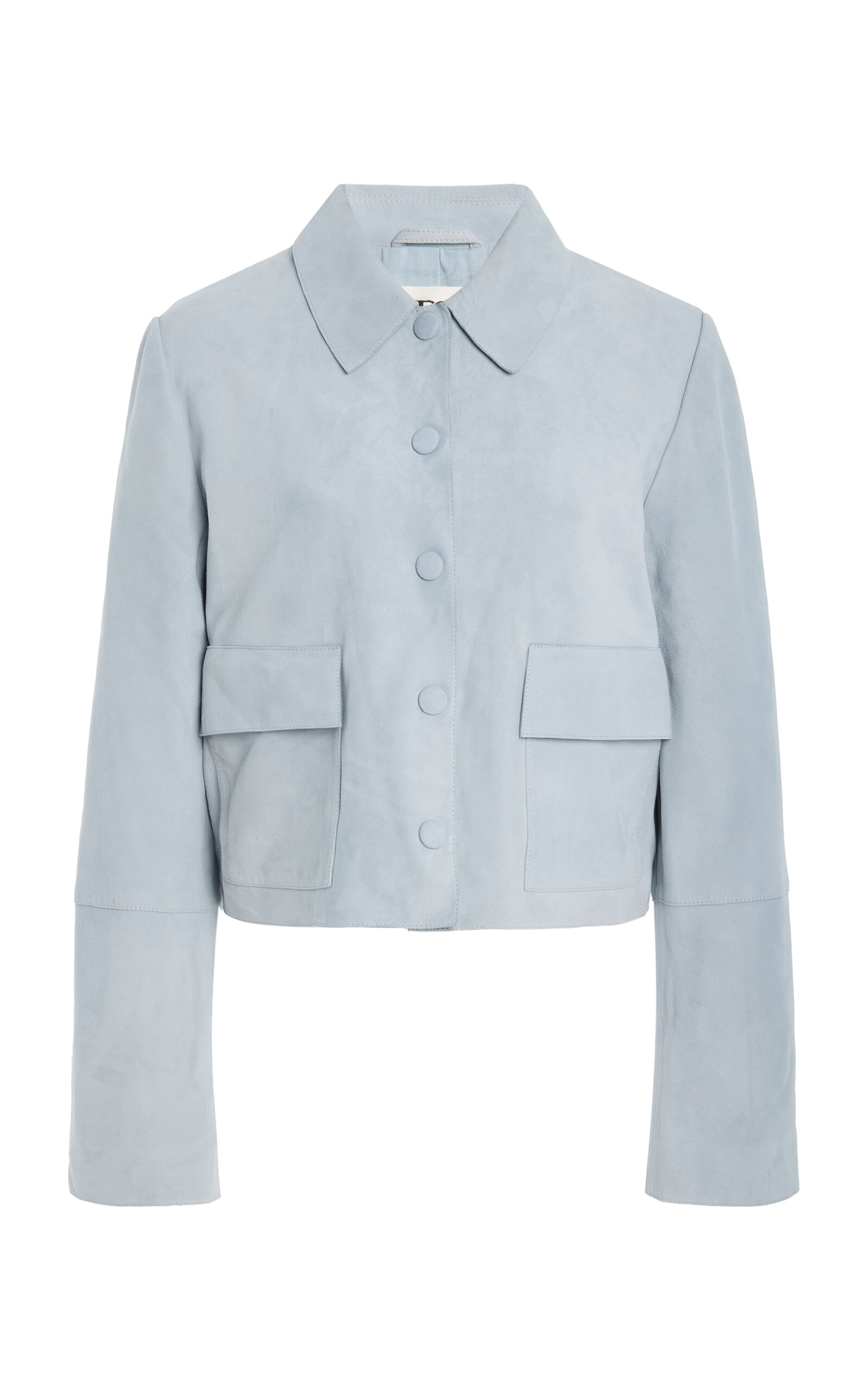 By Malene Birger Annie Cropped Suede Jacket In Blue