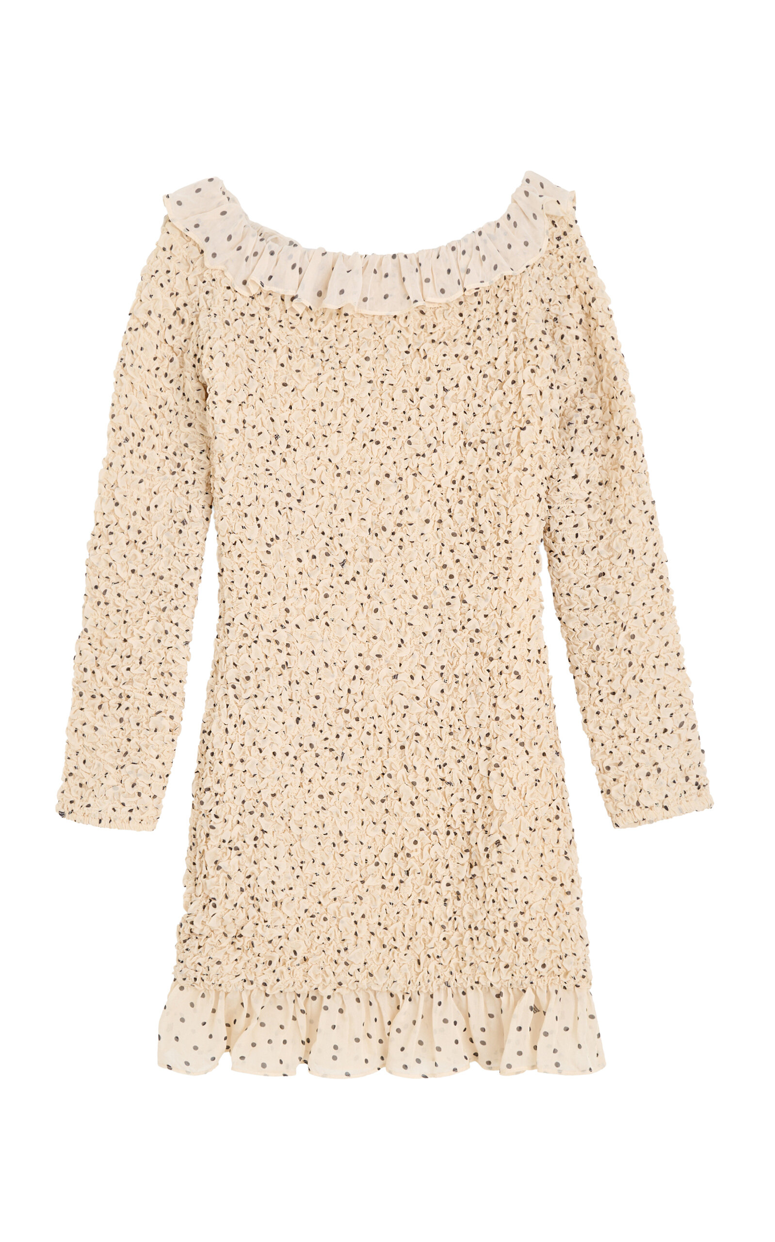 By Malene Birger Corinette Polka-dot Mini Dress In Neutral