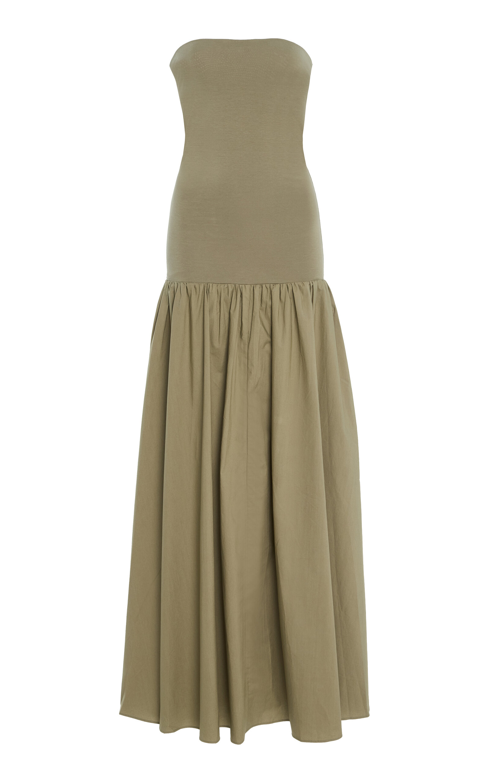 By Malene Birger Marc Strapless Cotton Midi Dress In Green