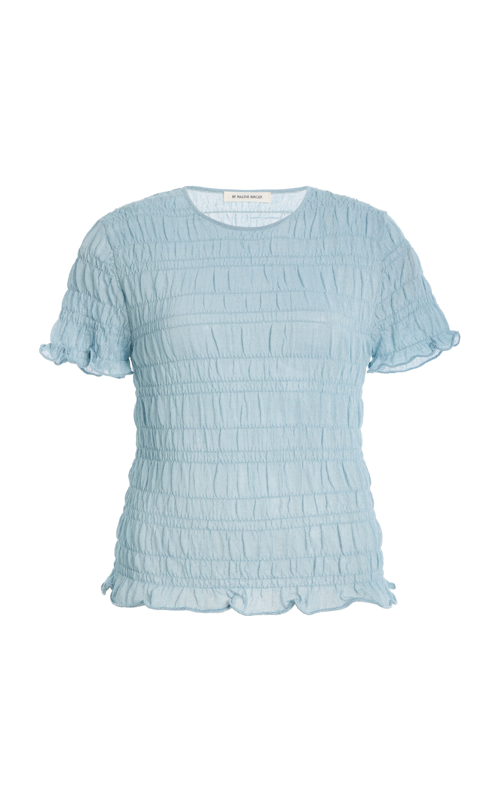 By Malene Birger Ella Ruched Knit Top - Light Blue - XS