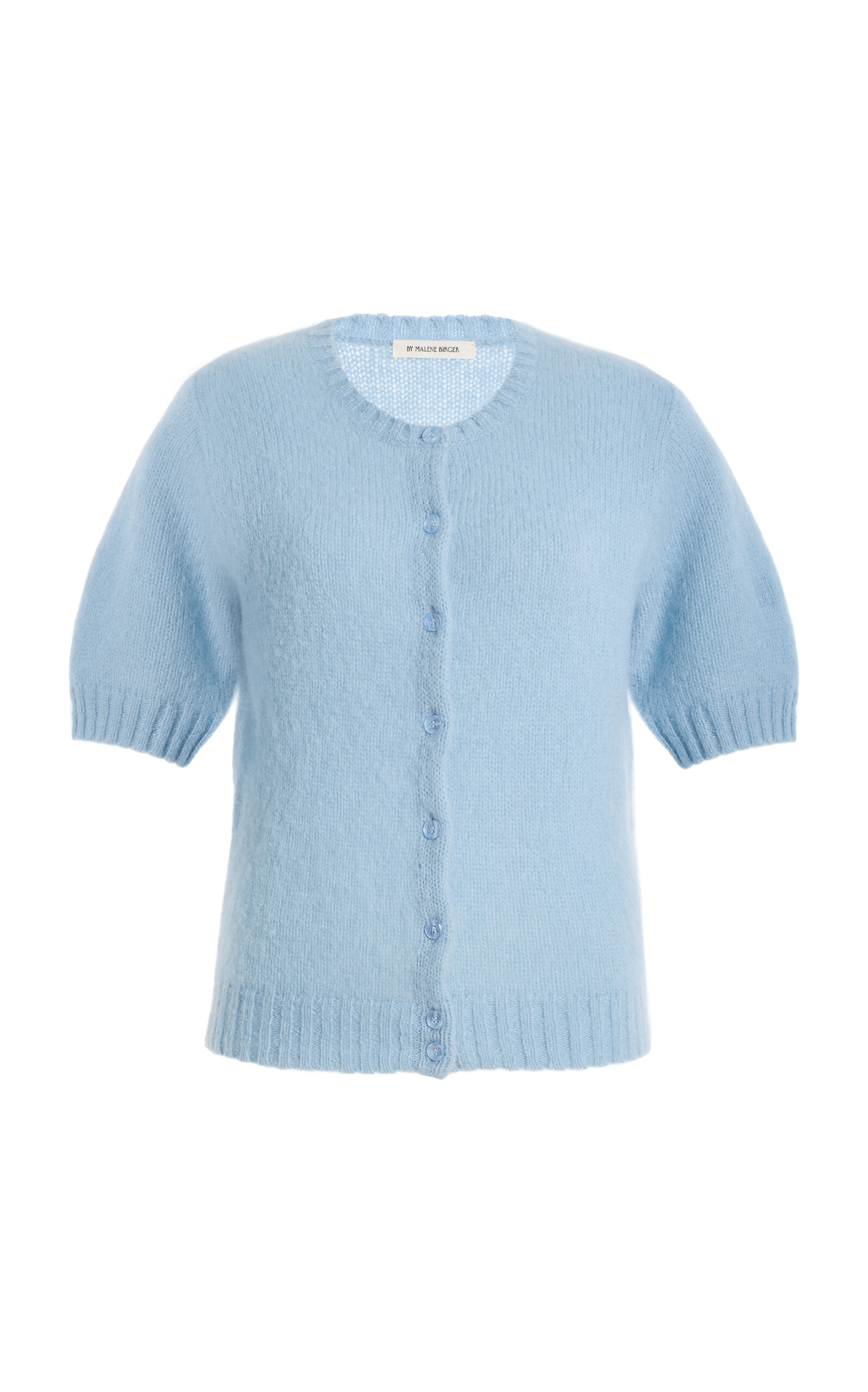 By Malene Birger Myrtilla Short-sleeve Wool-blend Cardigan In Blue