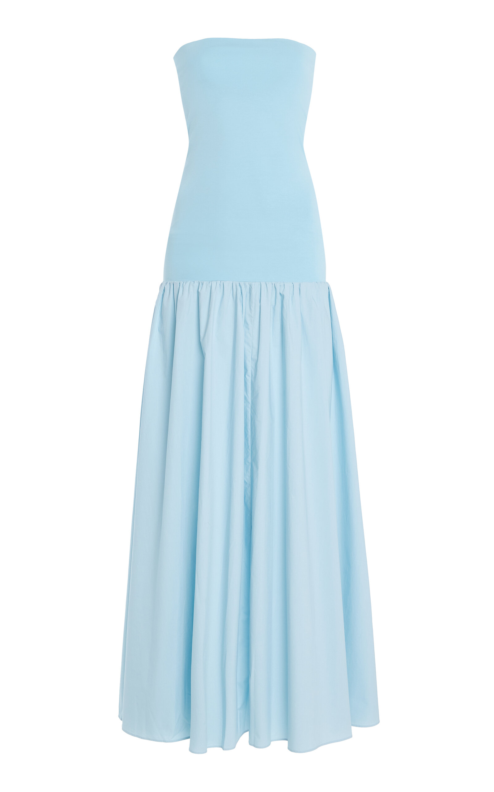 By Malene Birger Marc Strapless Cotton Midi Dress In Blue