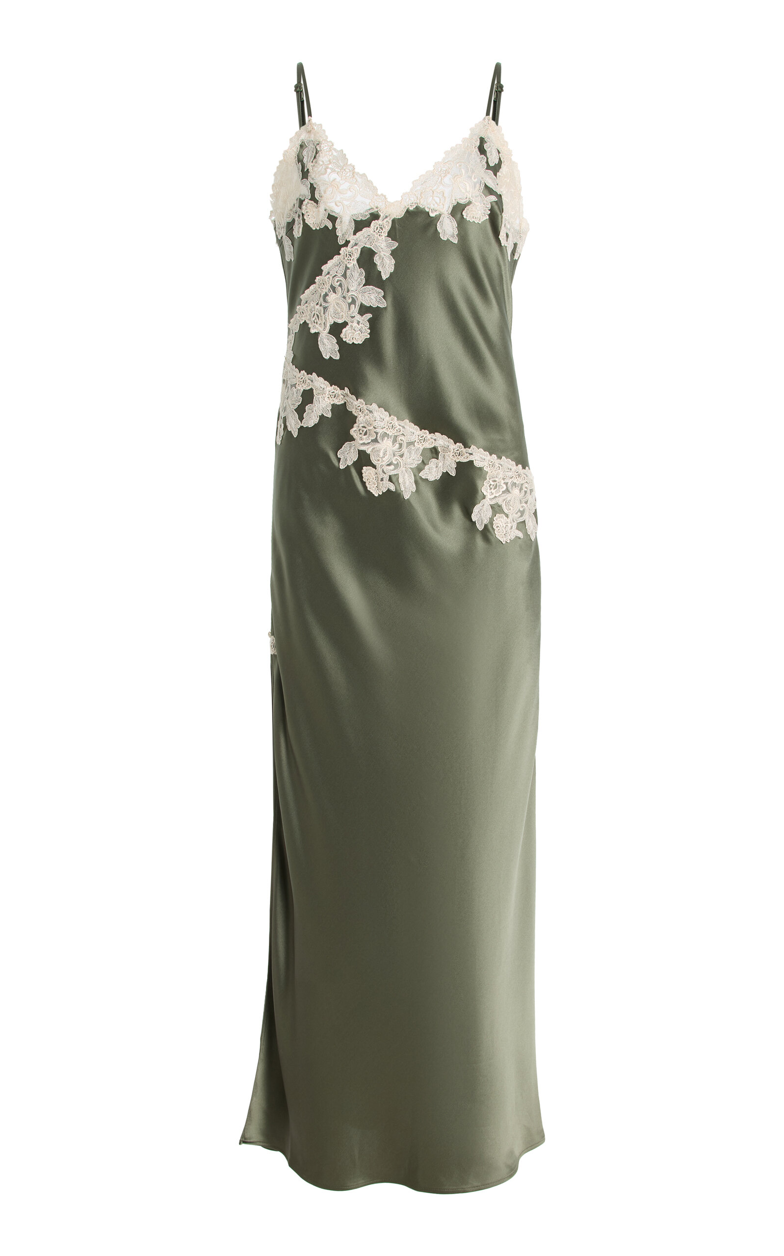 By Malene Birger Vera Lace-detailed Slip Midi Dress In Green