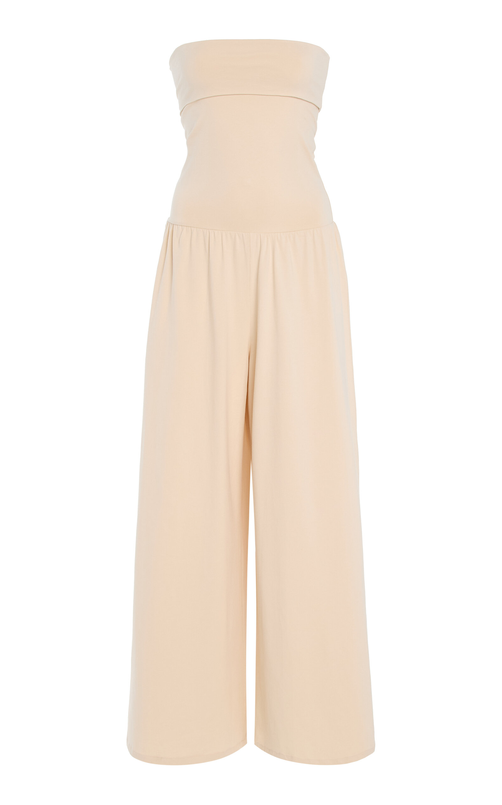 By Malene Birger Marcel Strapless Stretch-cotton Jumpsuit In Neutral
