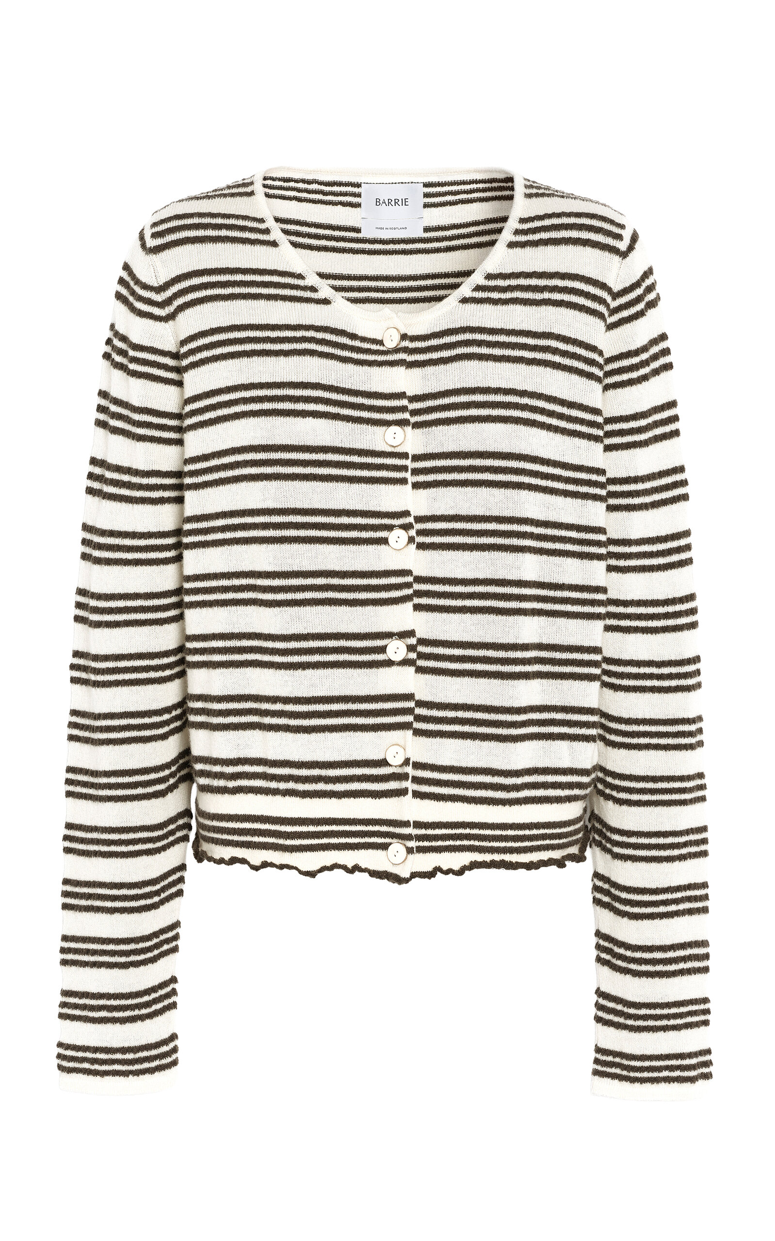 Barrie Cashmere-cotton Blend Seersucker Cardigan In Multi