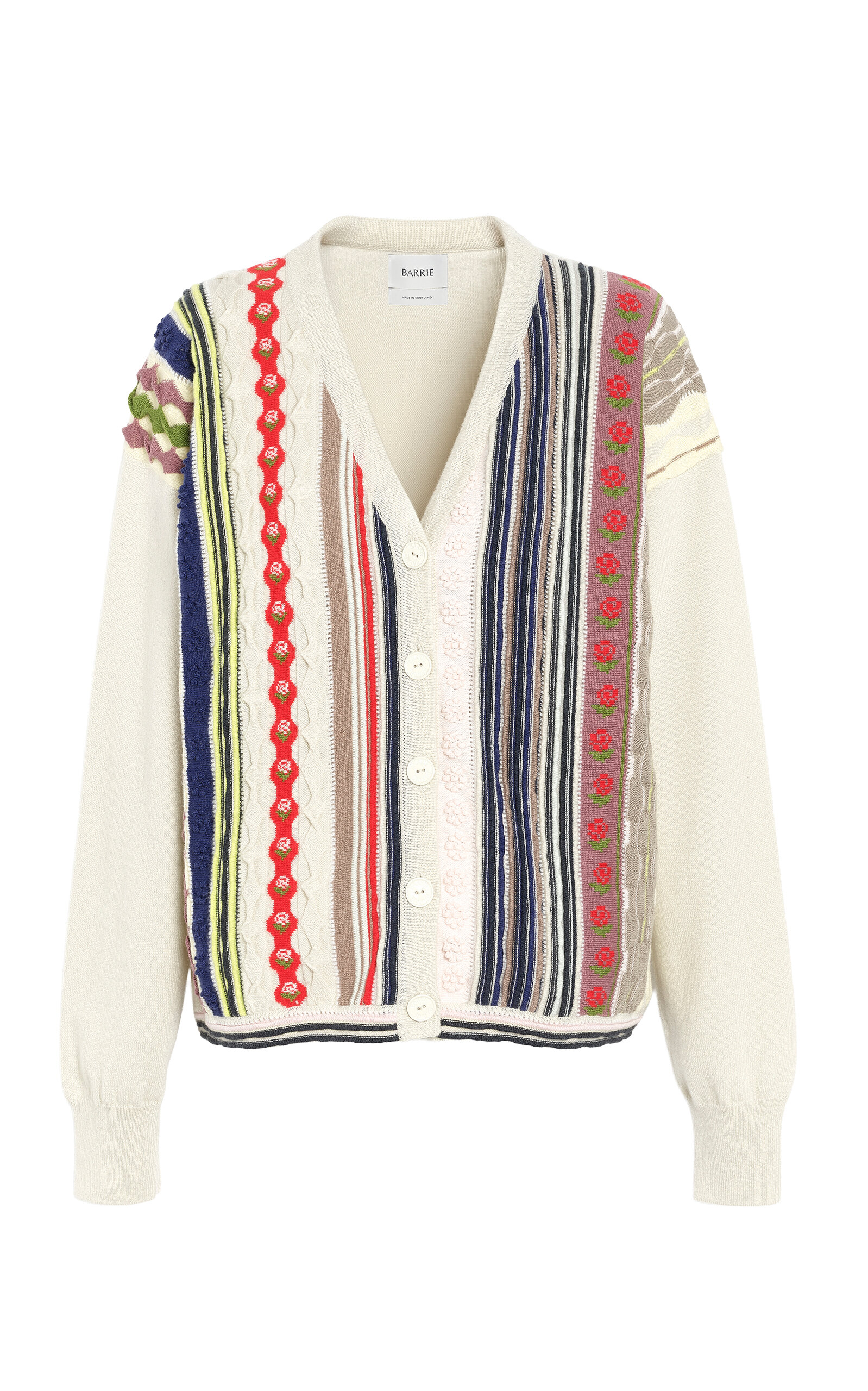 Barrie Striped Cashmere Cardigan