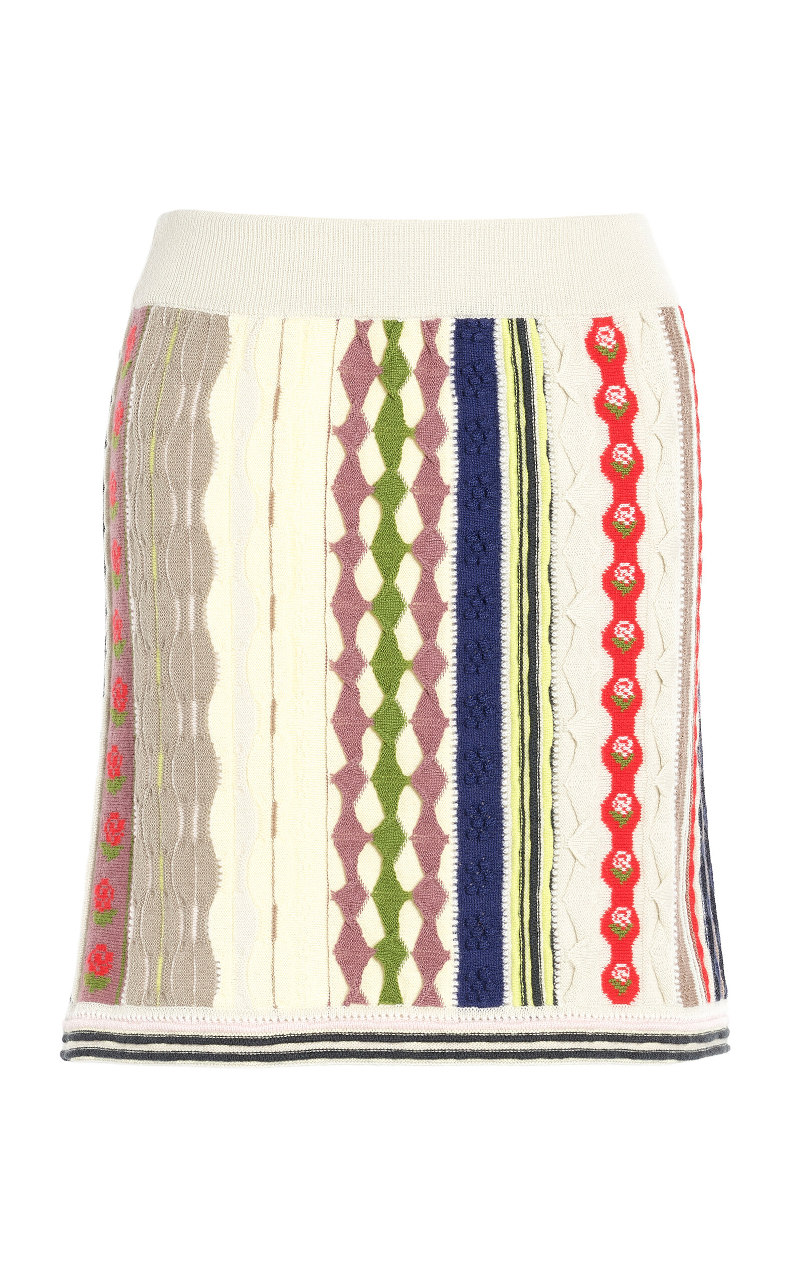 Barrie Striped Cashmere Mini Skirt In Multi