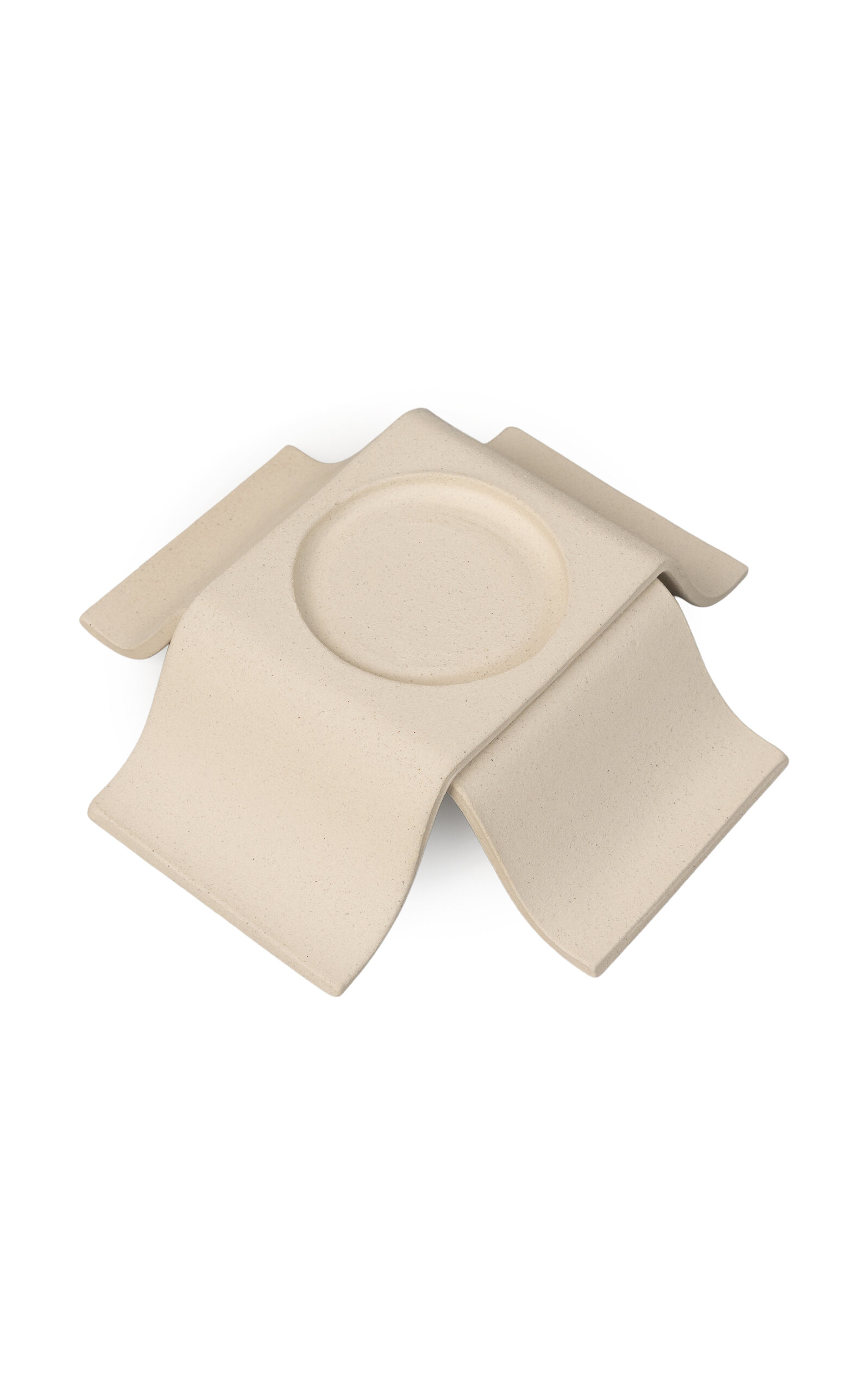 Sin Noor Pillar Tall Ceramic Stoneware Candle Holder In Neutral