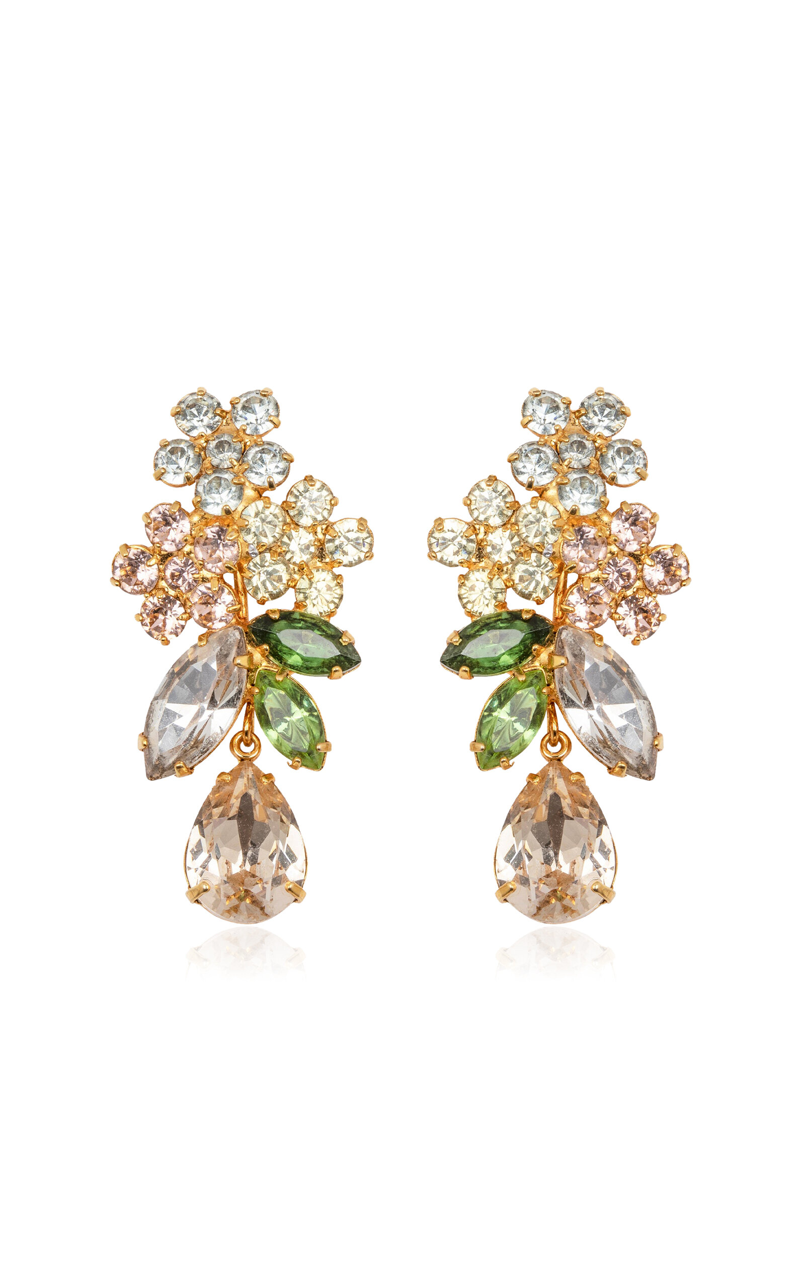 Jennifer Behr Bouquet 18k Gold-plated Crystal Earrings In Gold
