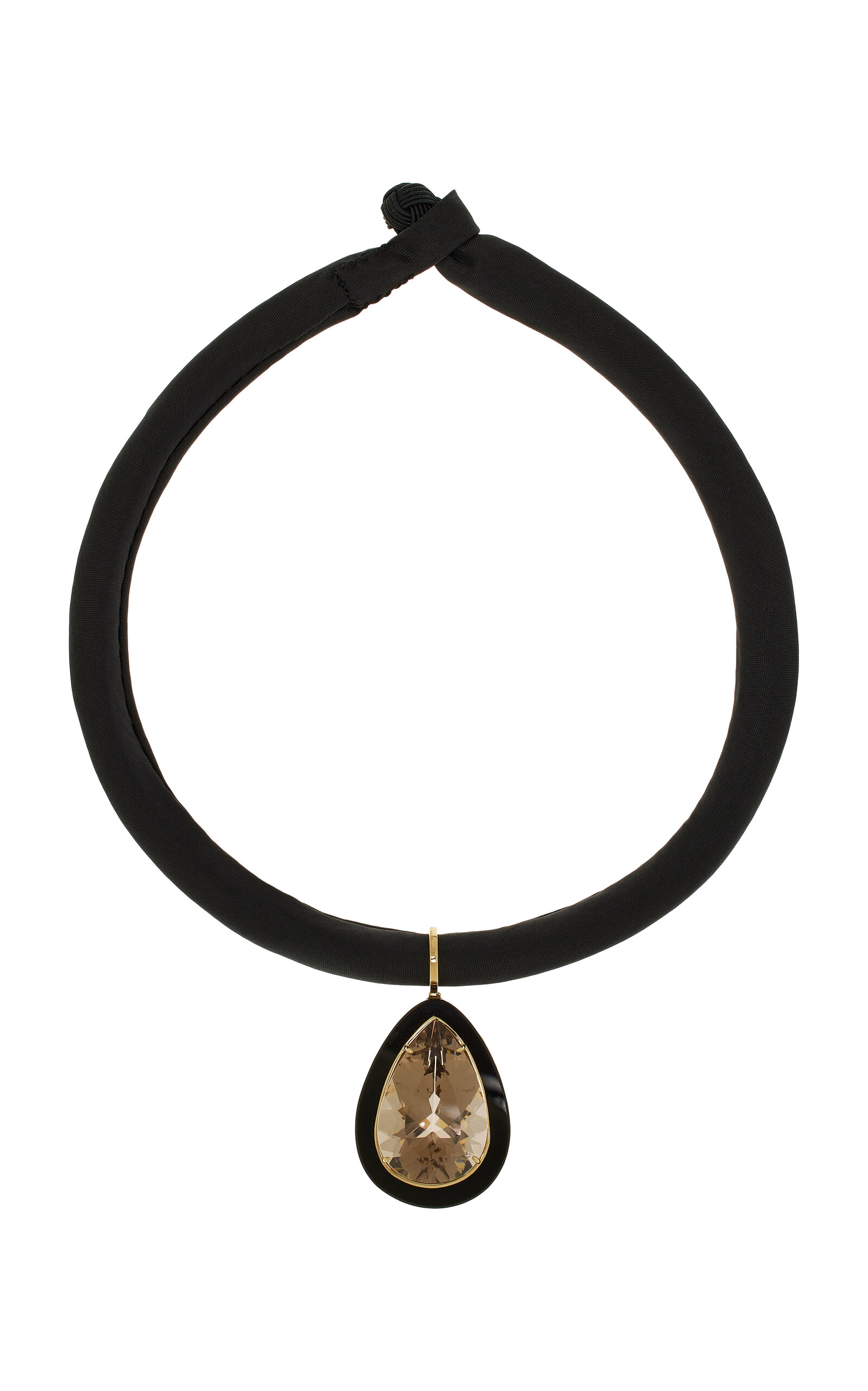 Sauer Yvonne 18k Yellow Gold Quartz; Onyx Necklace In Black