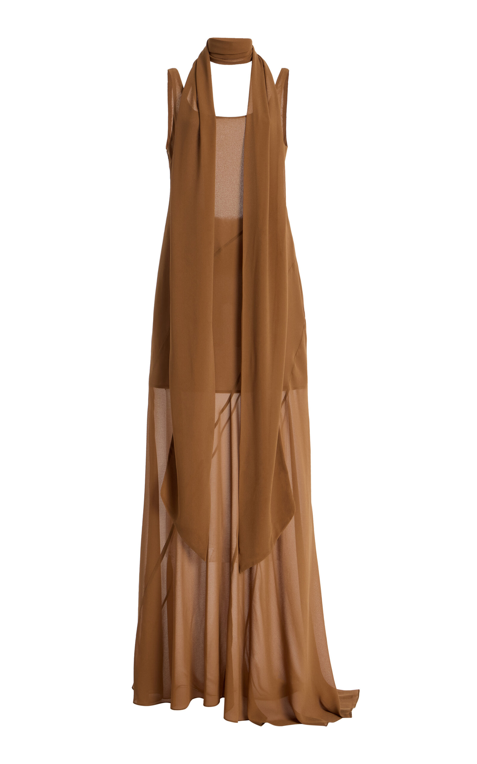 Sirapop Stella Chiffon Dress In Brown