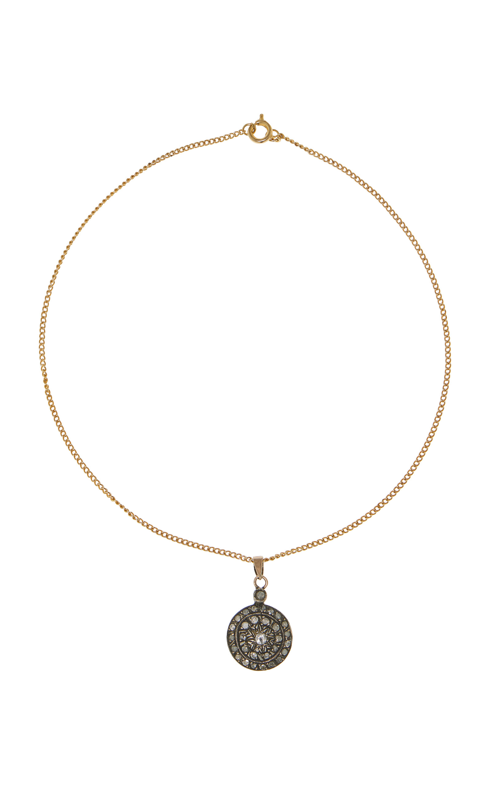 Blu Dog World 19th Century 14k Yellow Gold And Sterliving Silver Rose-cut Diamond Pendant In Gold