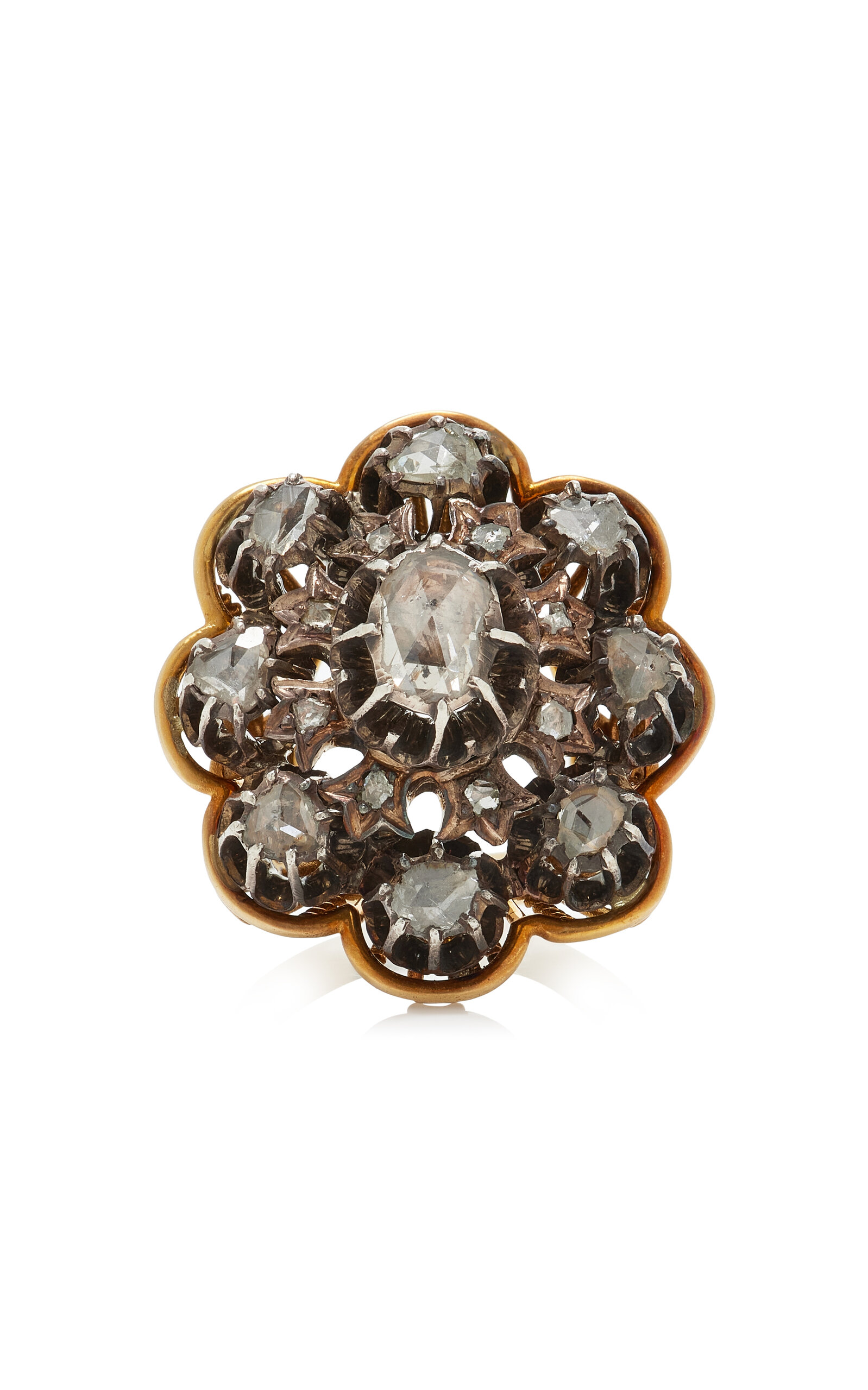Blu Dog World Georgian Era 14k Yellow Gold Large Cluster Ring In Gold