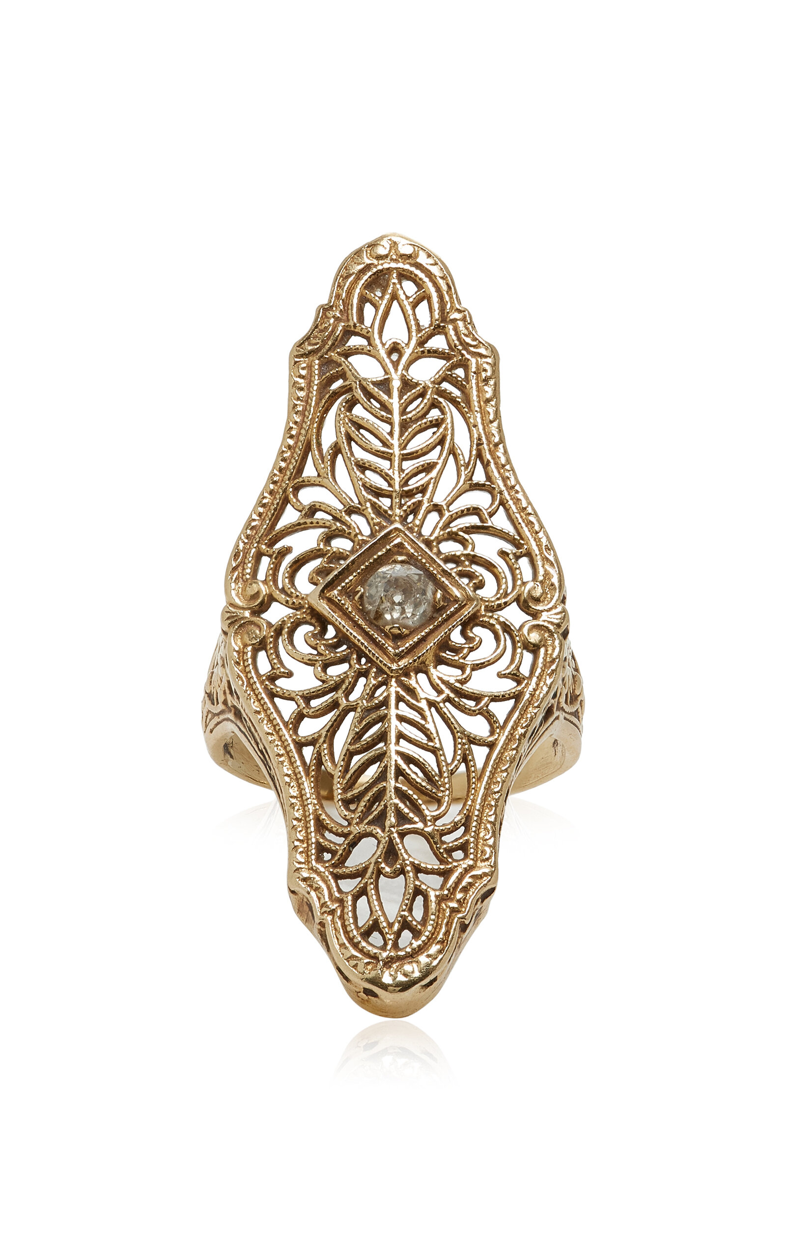 Blu Dog World Edwardian 14k Yellow Gold Triangular Ring In Gold