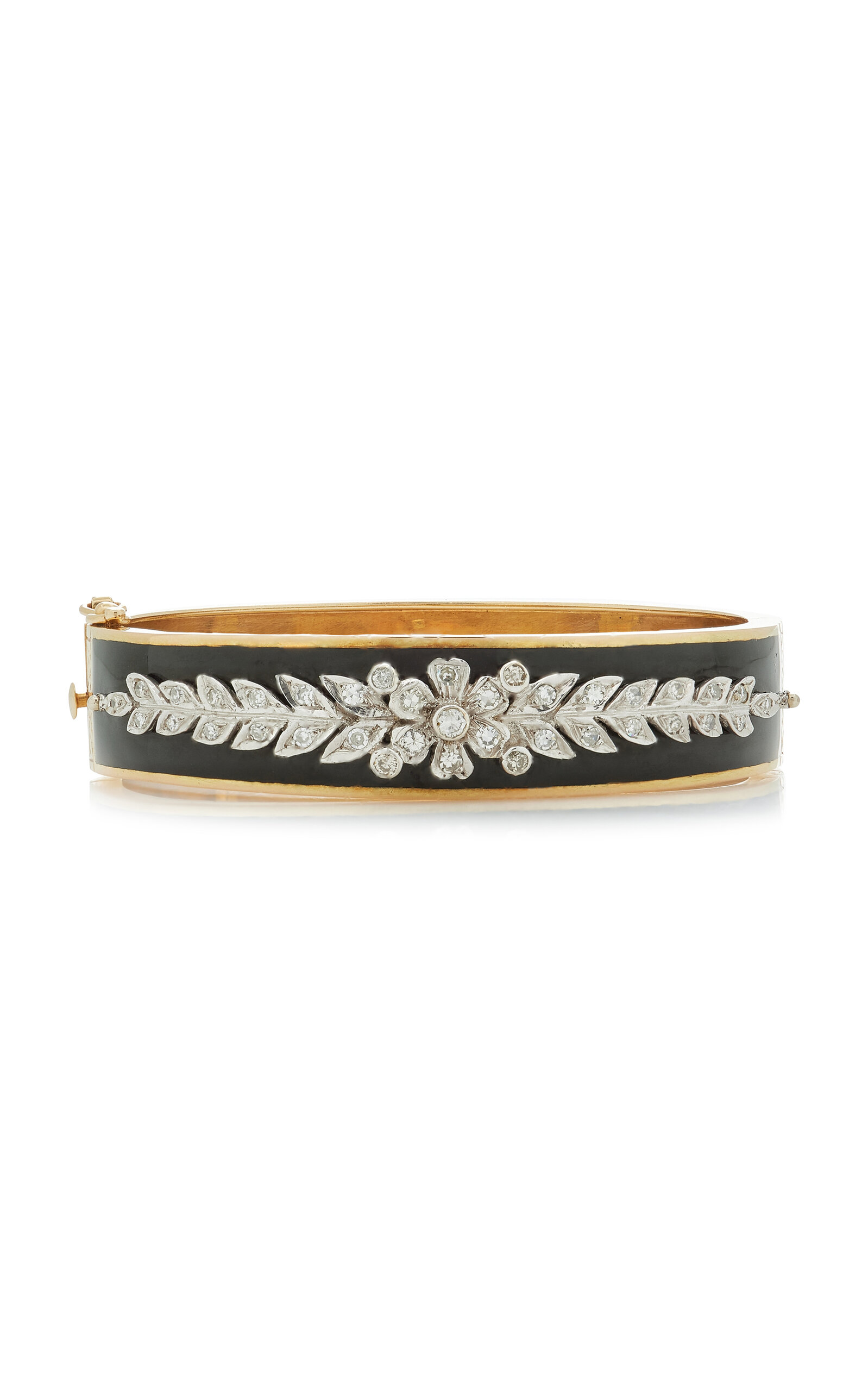 Blu Dog World Edwardian 14k Yellow Gold Hinged Bangle In Gold