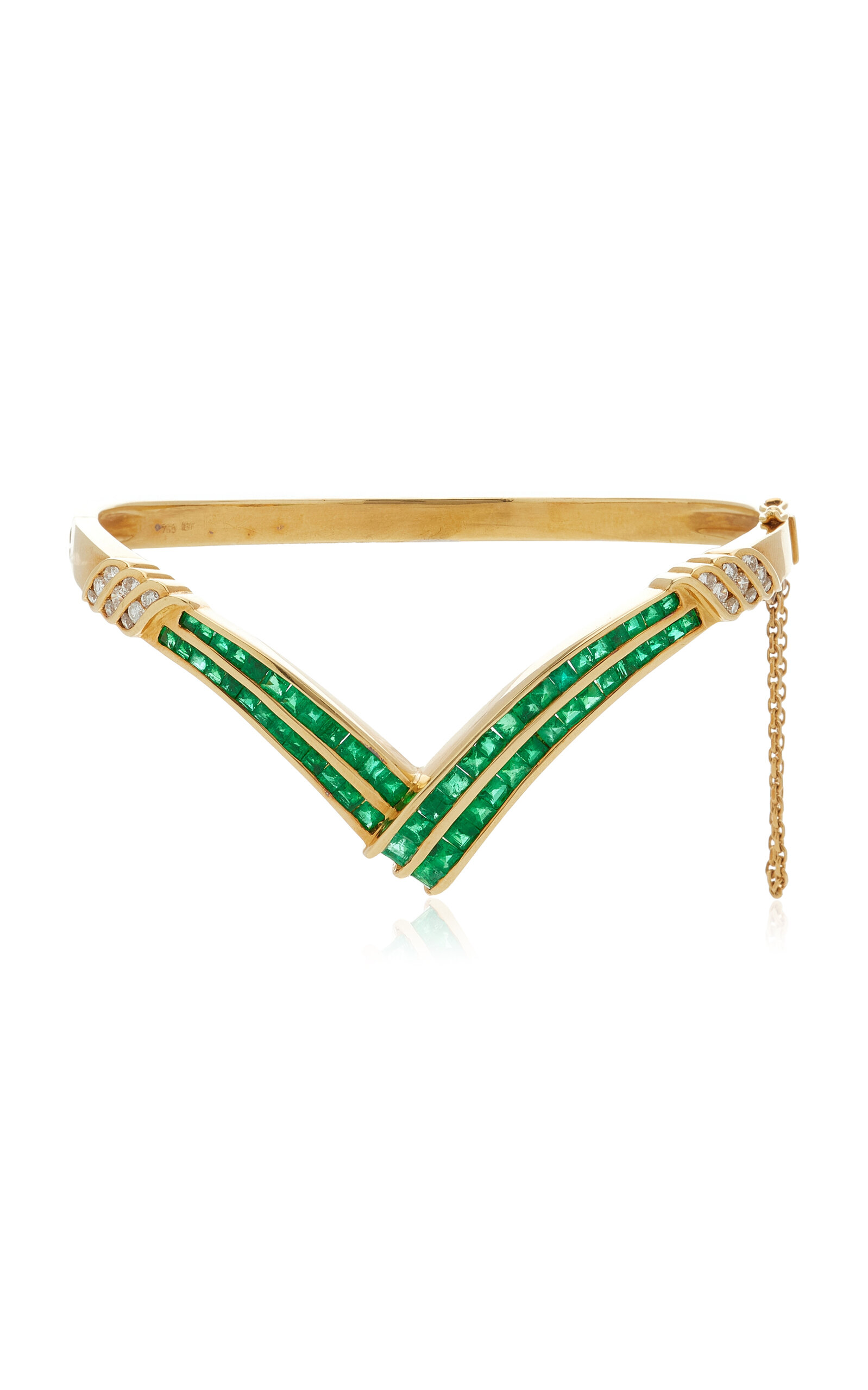 Blu Dog World Modernist 18k Yellow Gold V-shaped Bangle In Gold
