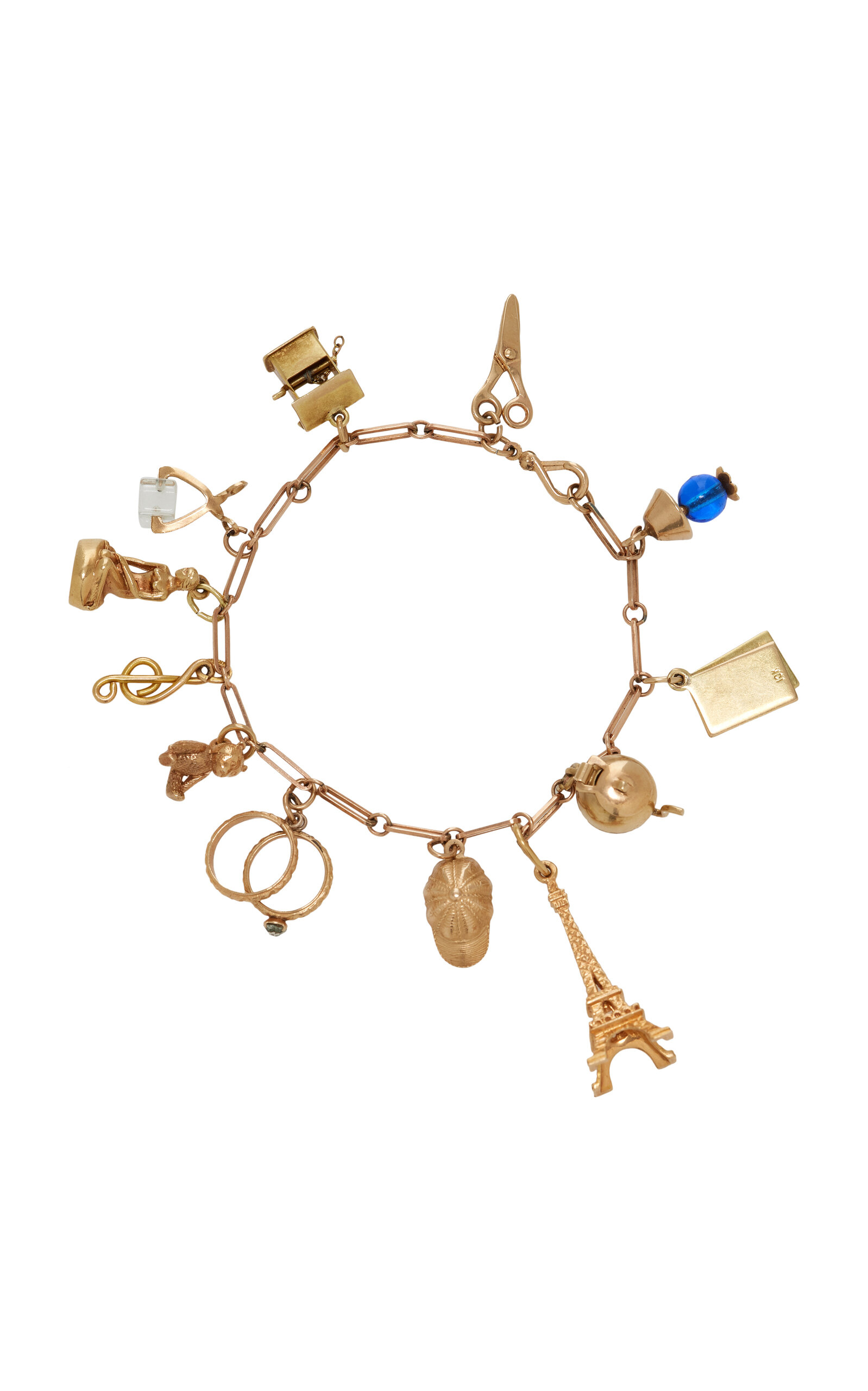 Blu Dog World Vintage European 14k And 10k Yellow Gold Charm Bracelet In Gold