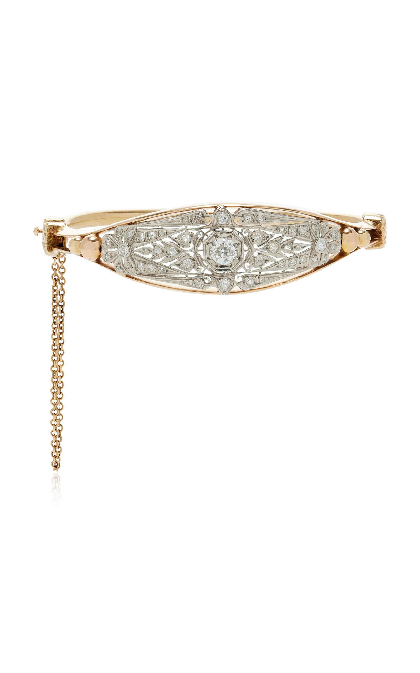 Blu Dog World Edwardian 14k Yellow Gold; Platinum; and Diamond Bangle - Gold - OS - Only At Moda Operandi