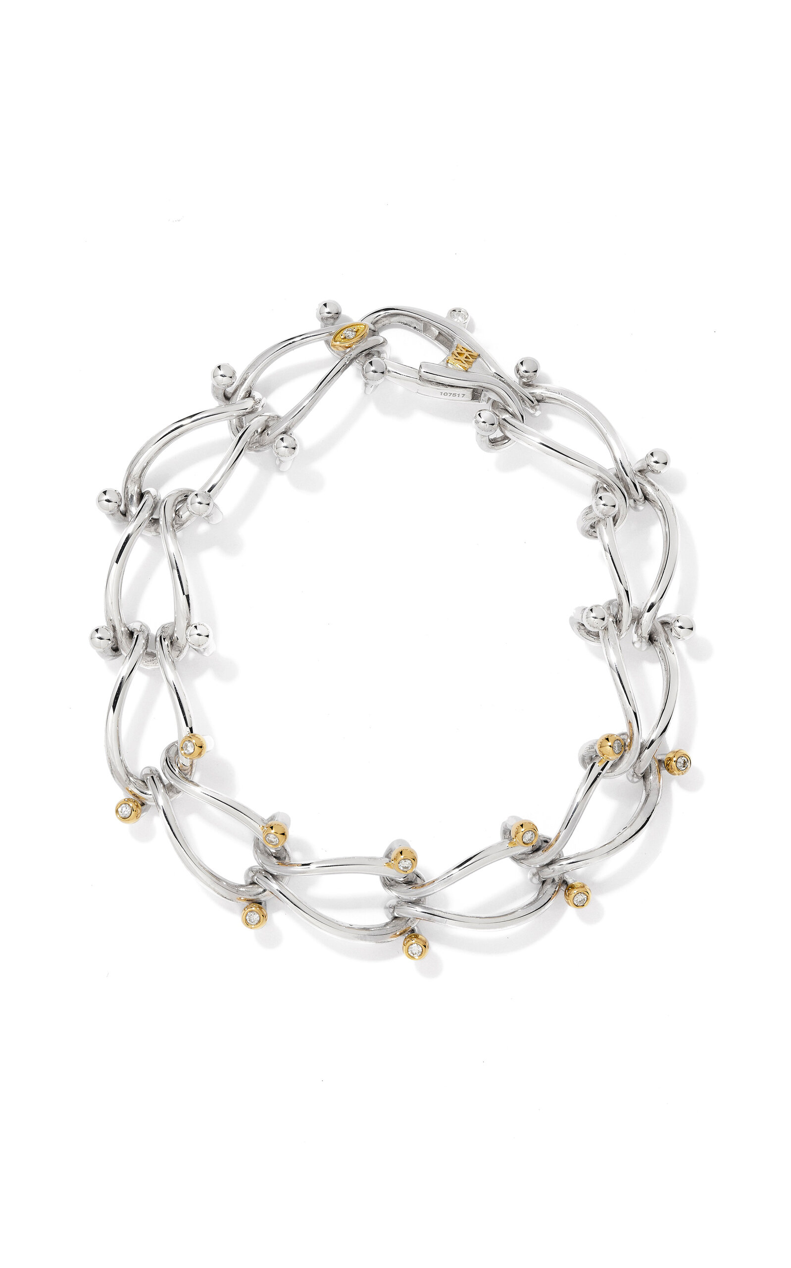 Milamore 18K Yellow Gold HASSOU Puzzle Duo Chain Diamond Bracelet - Silver - OS - Only At Moda Operandi