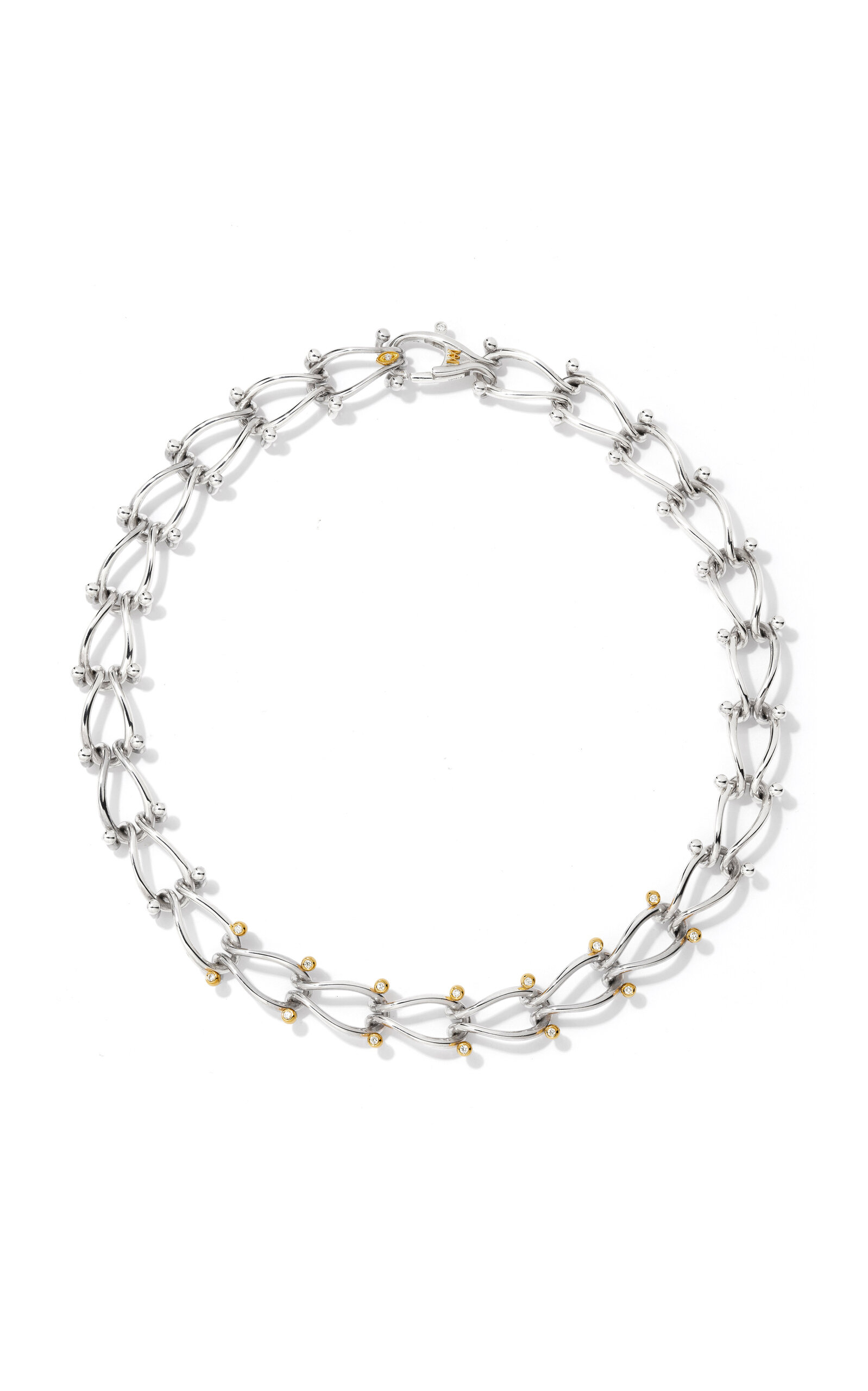 Milamore 18K Yellow Gold HASSOU Puzzle Duo Chain Diamond Necklace - Silver - OS - Only At Moda Operandi