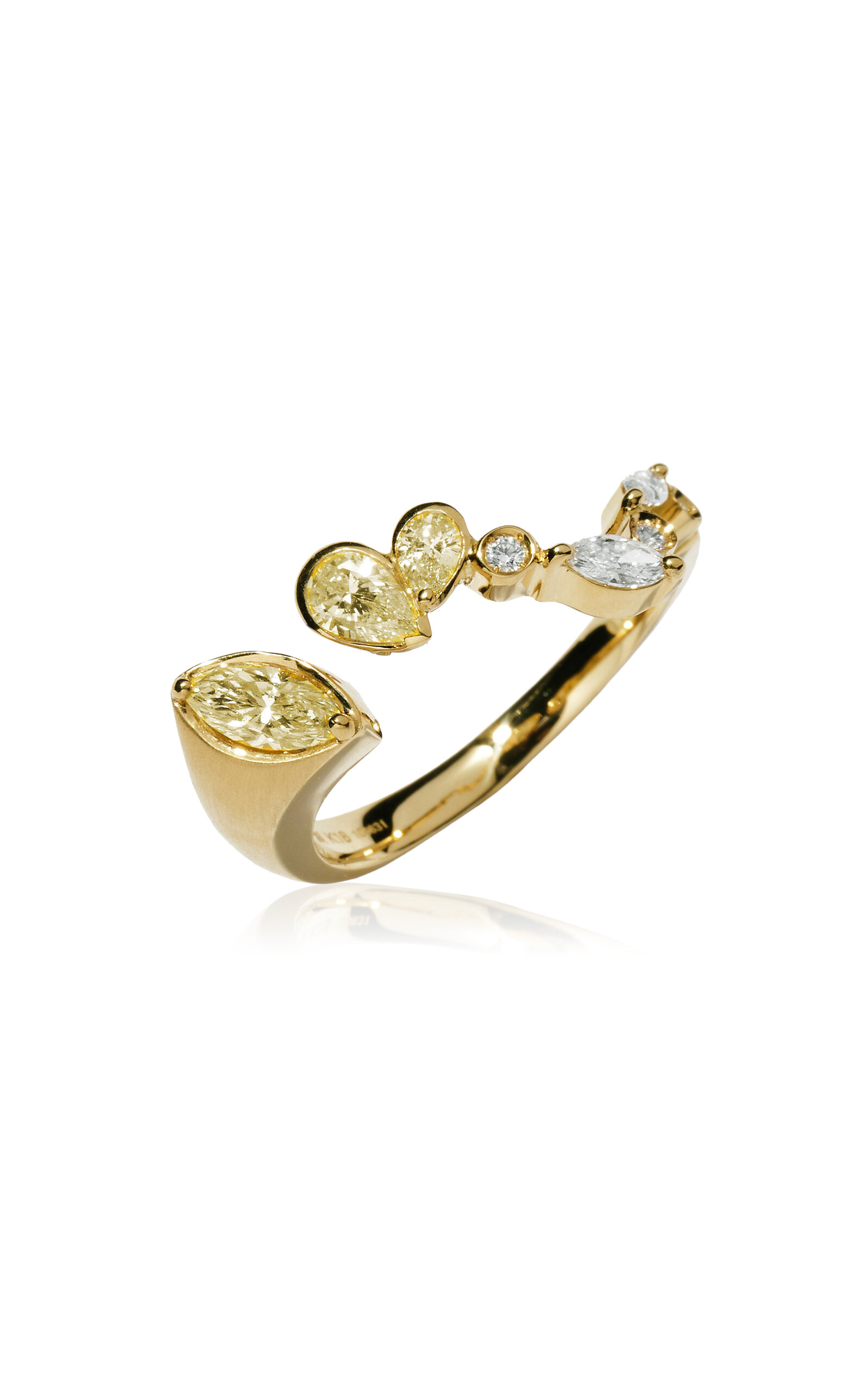 Milamore 18K Yellow Gold Duo Heart Float Diamond Ring - Gold - Only At Moda Operandi