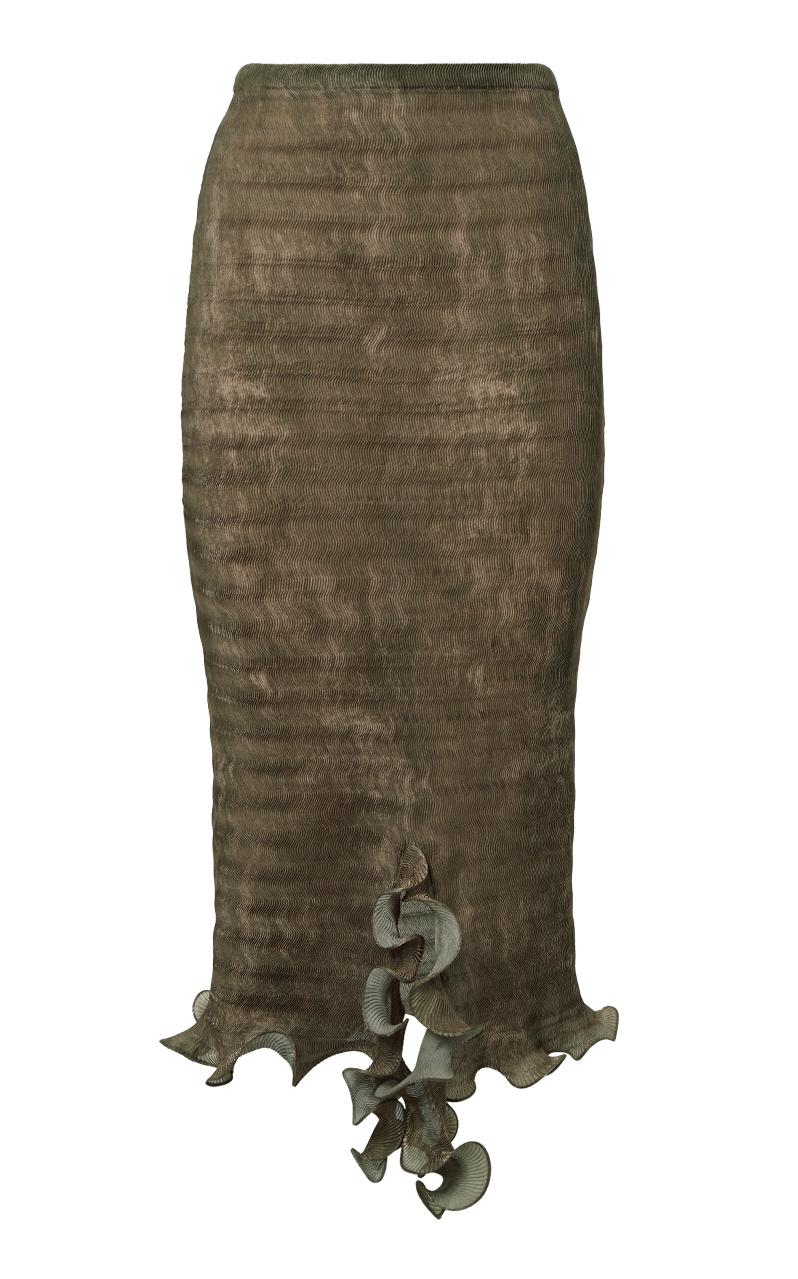 Fendi Pleated Midi Pencil Skirt - Green