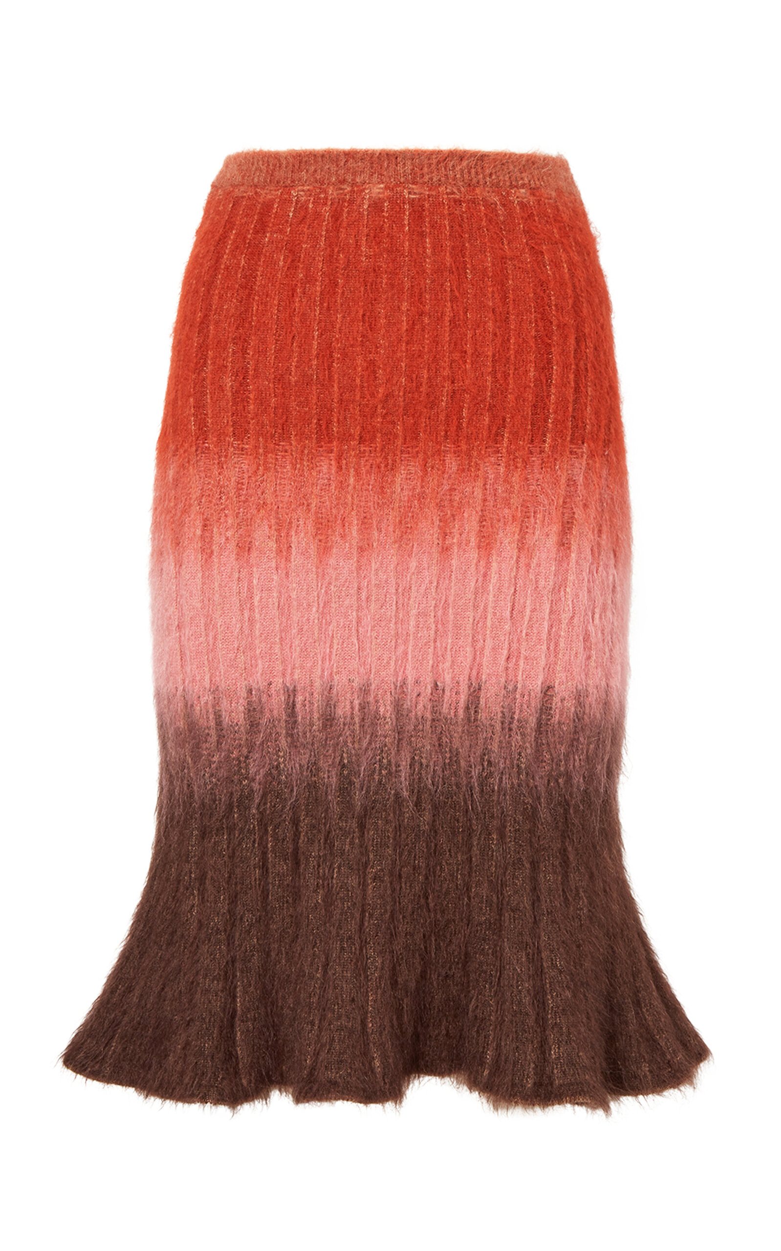 Fendi Gradient Mohair-blend Midi Skirt In Multi