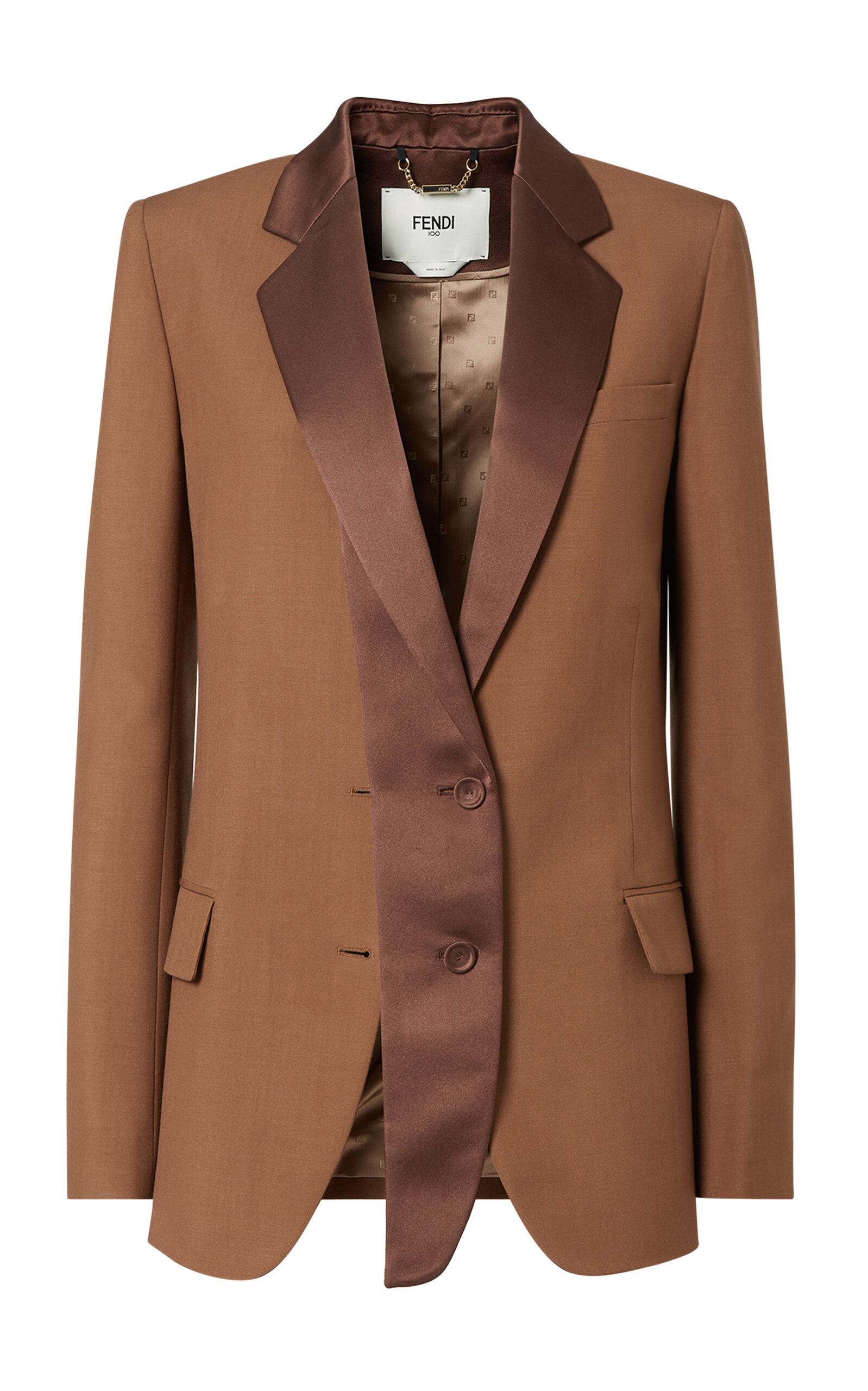 Fendi Tailored Wool-Mohair Blazer - Brown