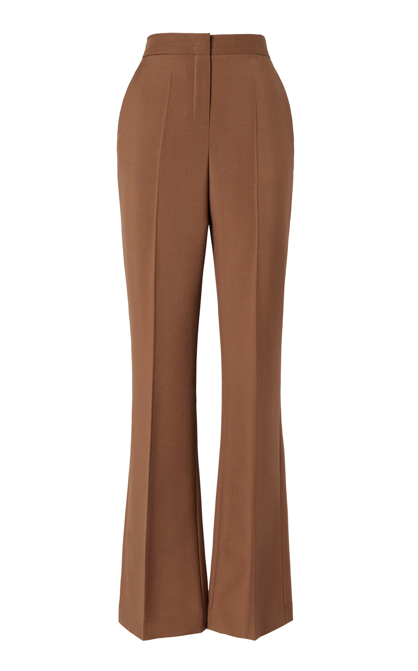 Fendi High-Rise Wool-Mohair Flared Pants - Brown