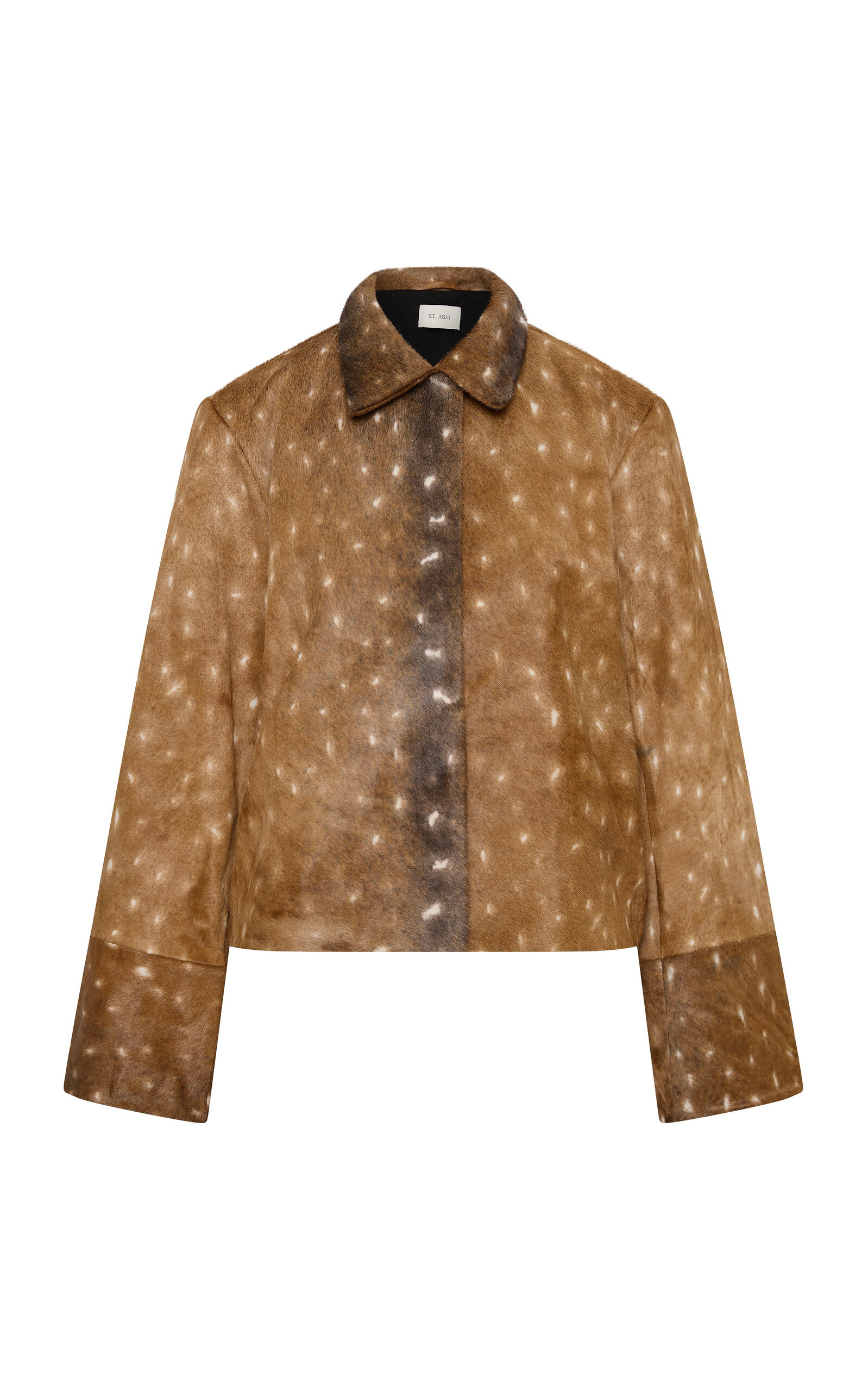 St. Agni Fawn-Patterned Leather Jacket - Moda Operandi